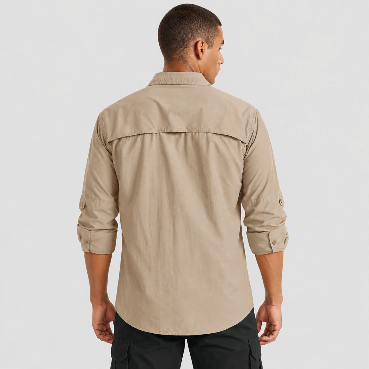 Khaki MAGCOMSEN Men's Tactical Shirt, Quick-Dry & UV Protection for Hiking in #Color_Khaki