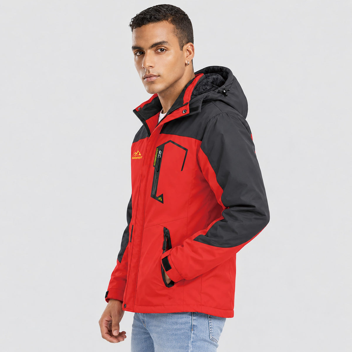 Red MAGCOMSEN Men's Water-Repellent Winter Ski Jacket with Fleece Lining in #Color_Red
