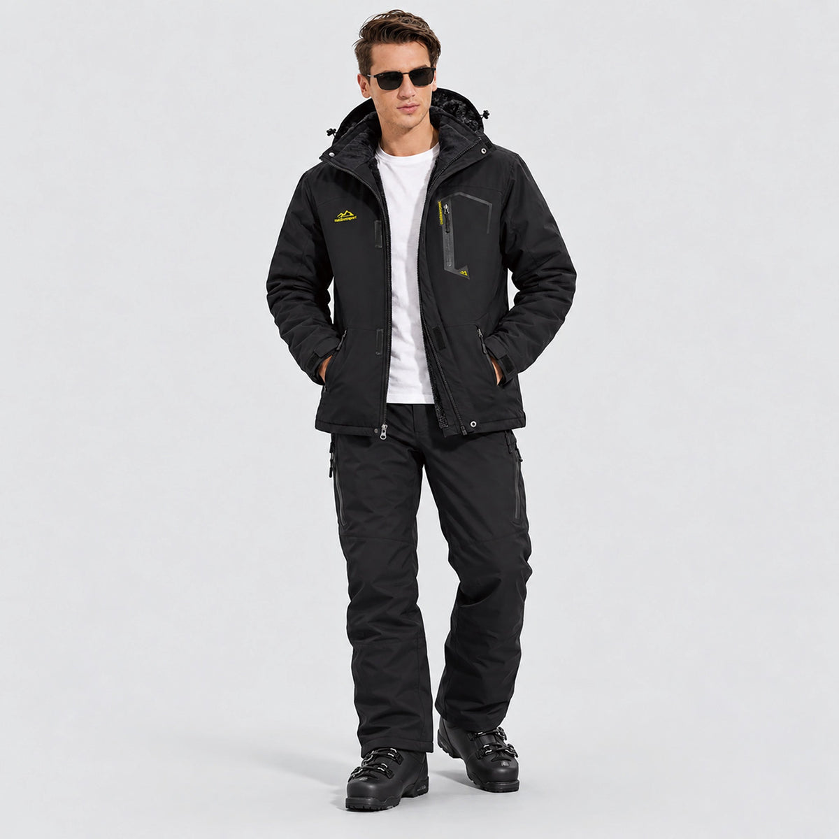 Black MAGCOMSEN Men's Water-Repellent Winter Ski Jacket with Fleece Lining in #Color_Black