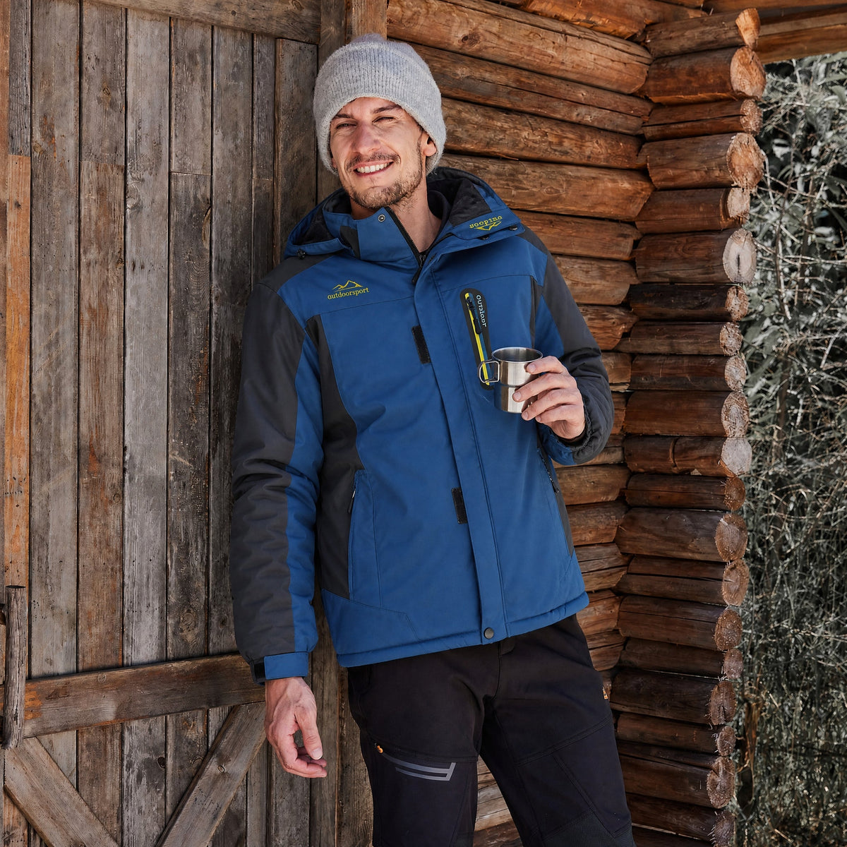 Denim Blue MAGCOMSEN Men's Water-Resistant Ski Jacket - Warm Fleece Winter in #Color_Denim Blue