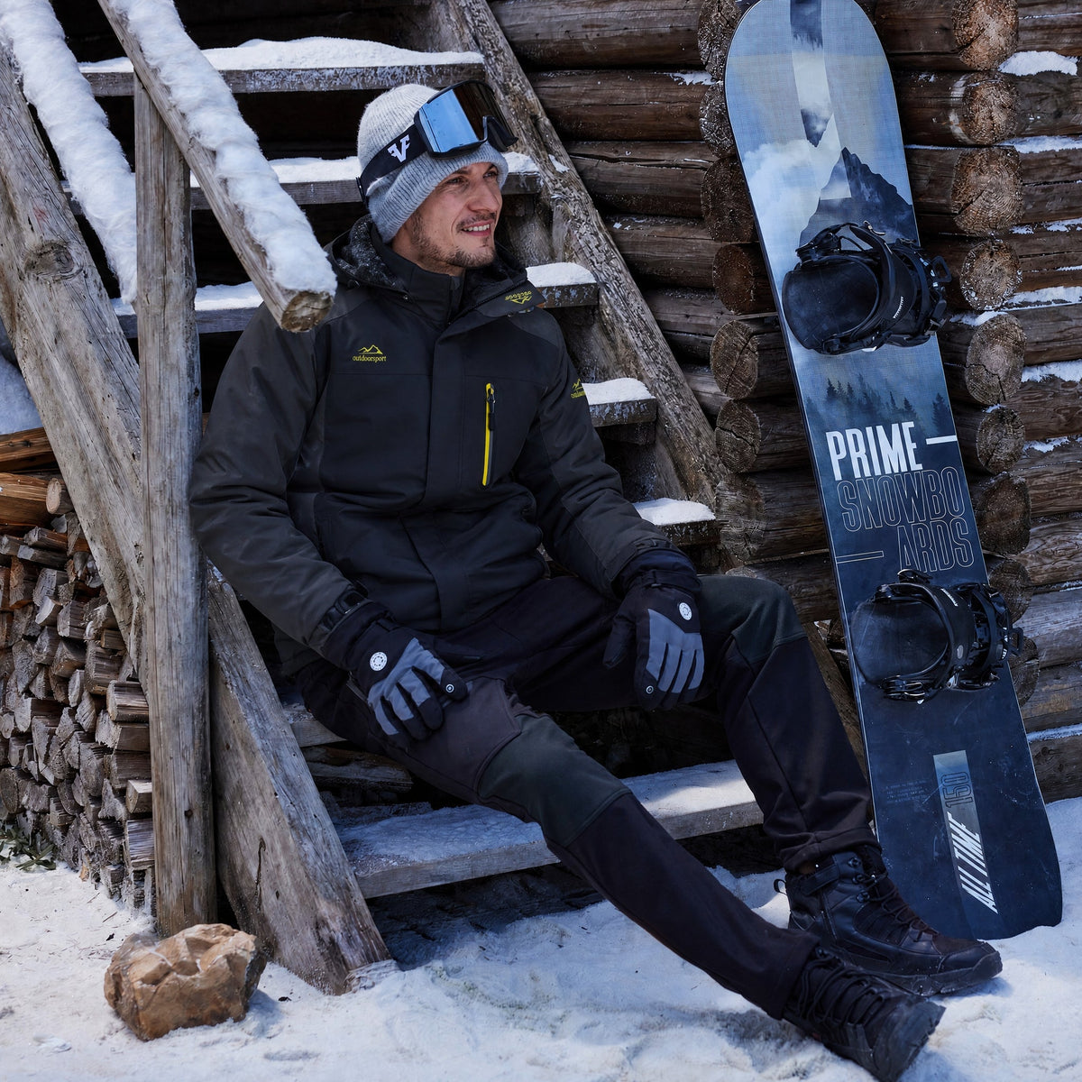 Black Grey MAGCOMSEN Men's Water-Resistant Ski Jacket - Warm Fleece Winter in #Color_Black Grey