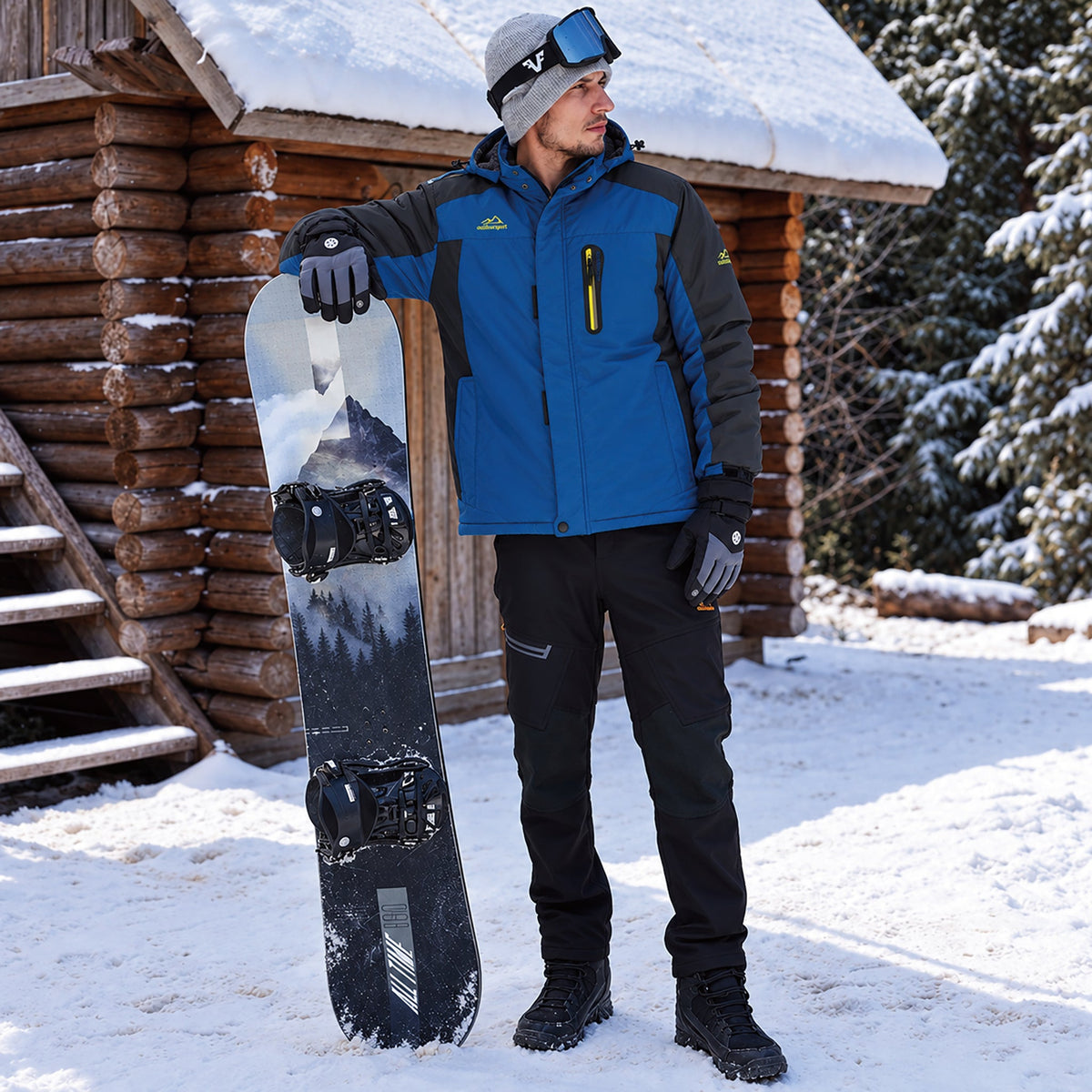 Denim Blue MAGCOMSEN Men's Water-Resistant Ski Jacket - Warm Fleece Winter in #Color_Denim Blue
