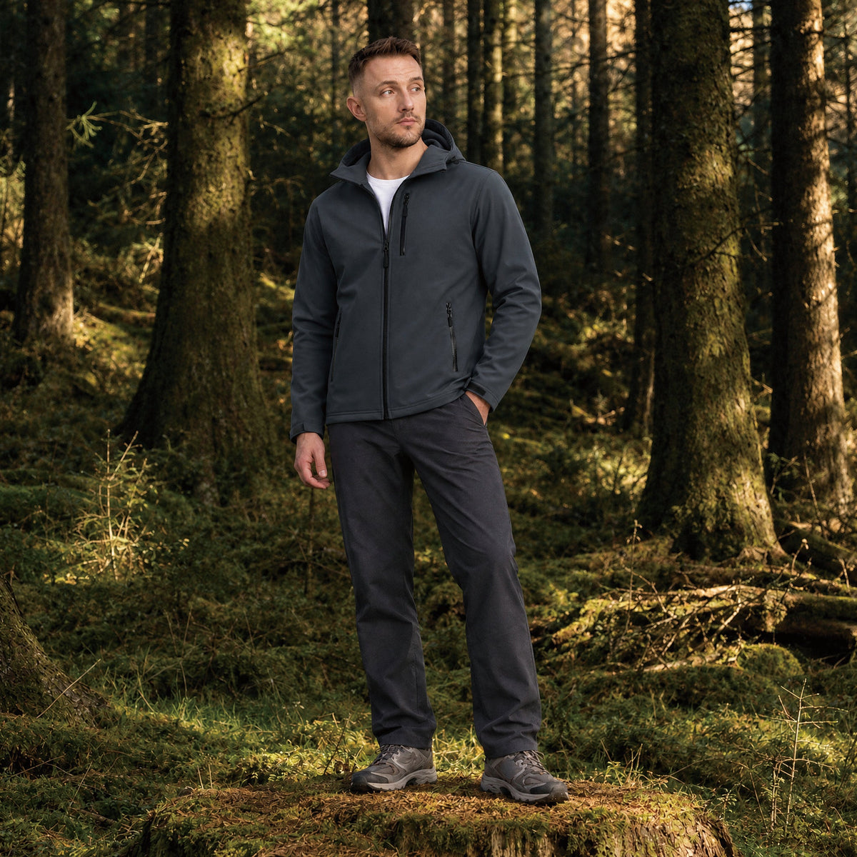 Dark Gray MAGCOMSEN Men's Waterproof Fleece-Lined Winter Jacket - Lightweight Hooded Softshell for Hiking in #Color_Dark Gray