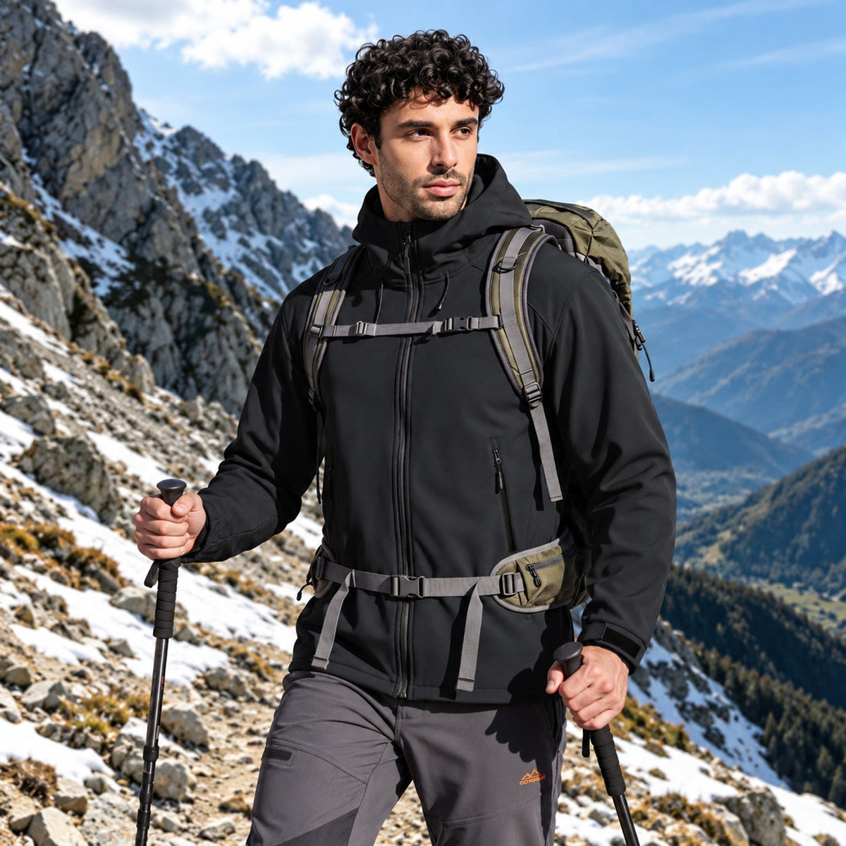 Black MAGCOMSEN Men's Waterproof Fleece-Lined Winter Jacket - Lightweight Hooded Softshell for Hiking in #Color_Black