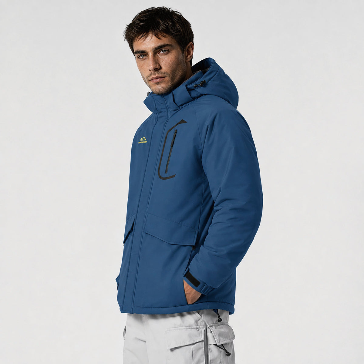 Men's Waterproof Ski Jacket 10k Fleece Lined Winter Snowboard Coat with 7 Pockets Denim Blue by MAGCOMSEN
