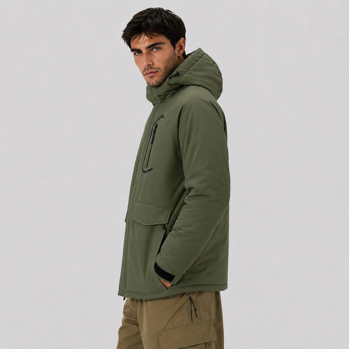 Men's Waterproof Ski Jacket 10k Fleece Lined Winter Snowboard Coat with 7 Pockets Army Green by MAGCOMSEN
