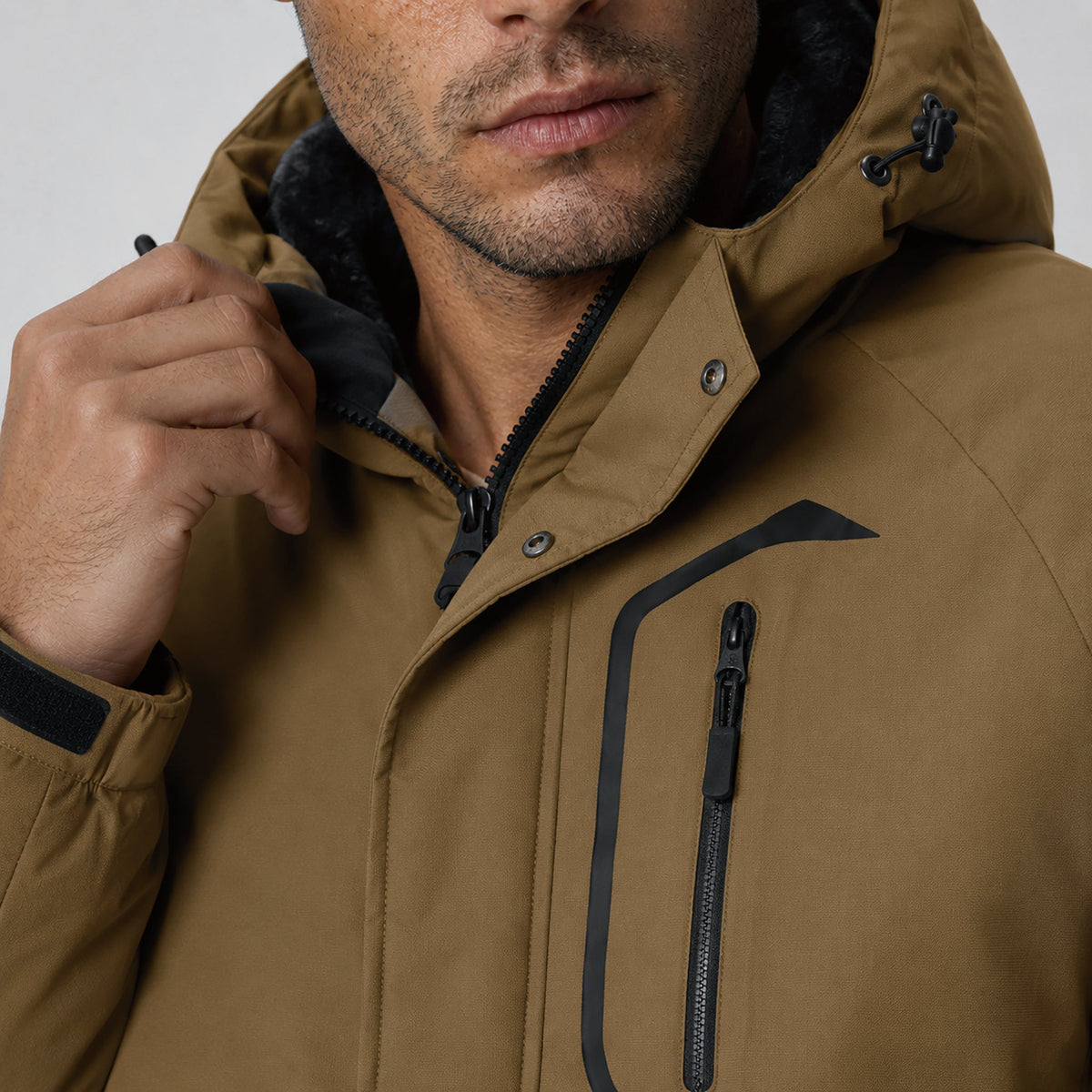 Men's Waterproof Ski Jacket 10k Fleece Lined Winter Snowboard Coat with 7 Pockets Coffee by MAGCOMSEN