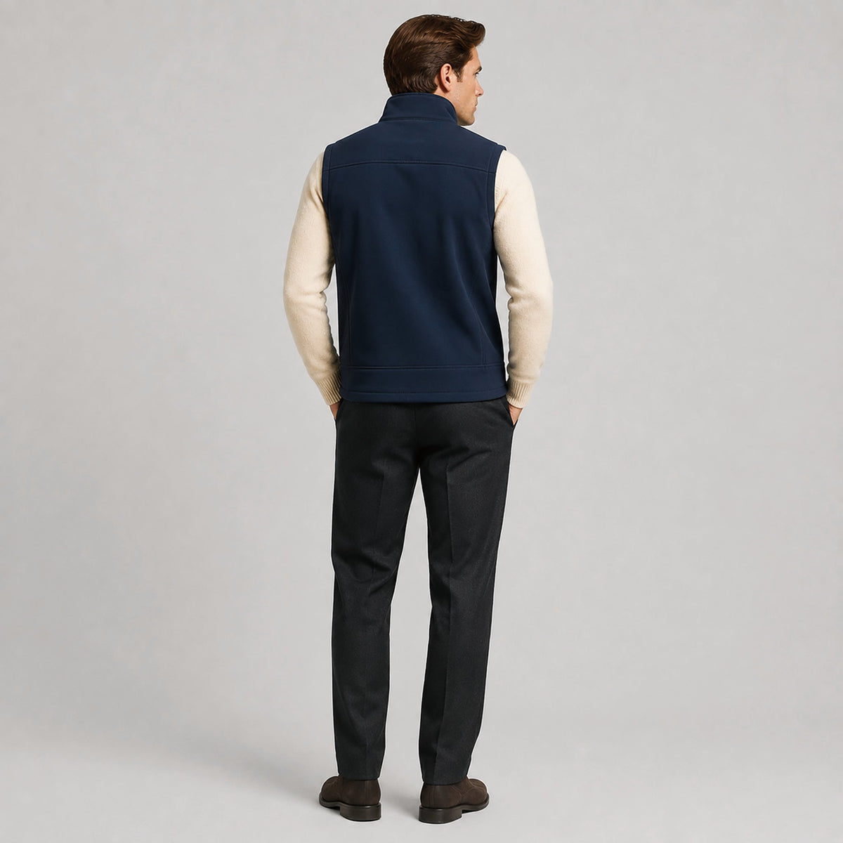 Men’s Waterproof Softshell Golf Vest 6-Pocket Fleece Lined Windproof Jacket Navy by MAGCOMSEN