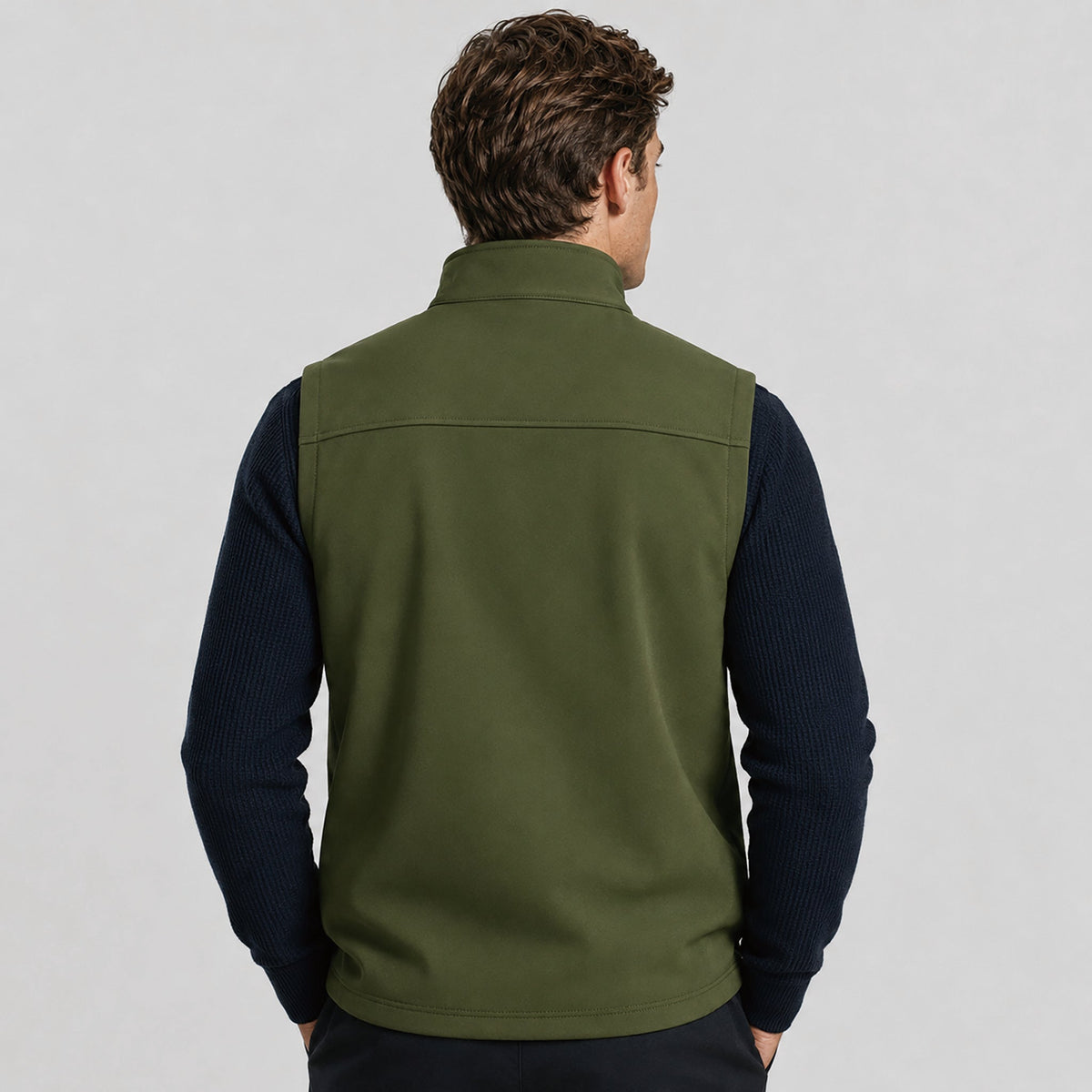 Army Green MAGCOMSEN Men's Waterproof Softshell Vest 6-Pocket Fleece Lined Golf Windbreaker in #Color_Army Green