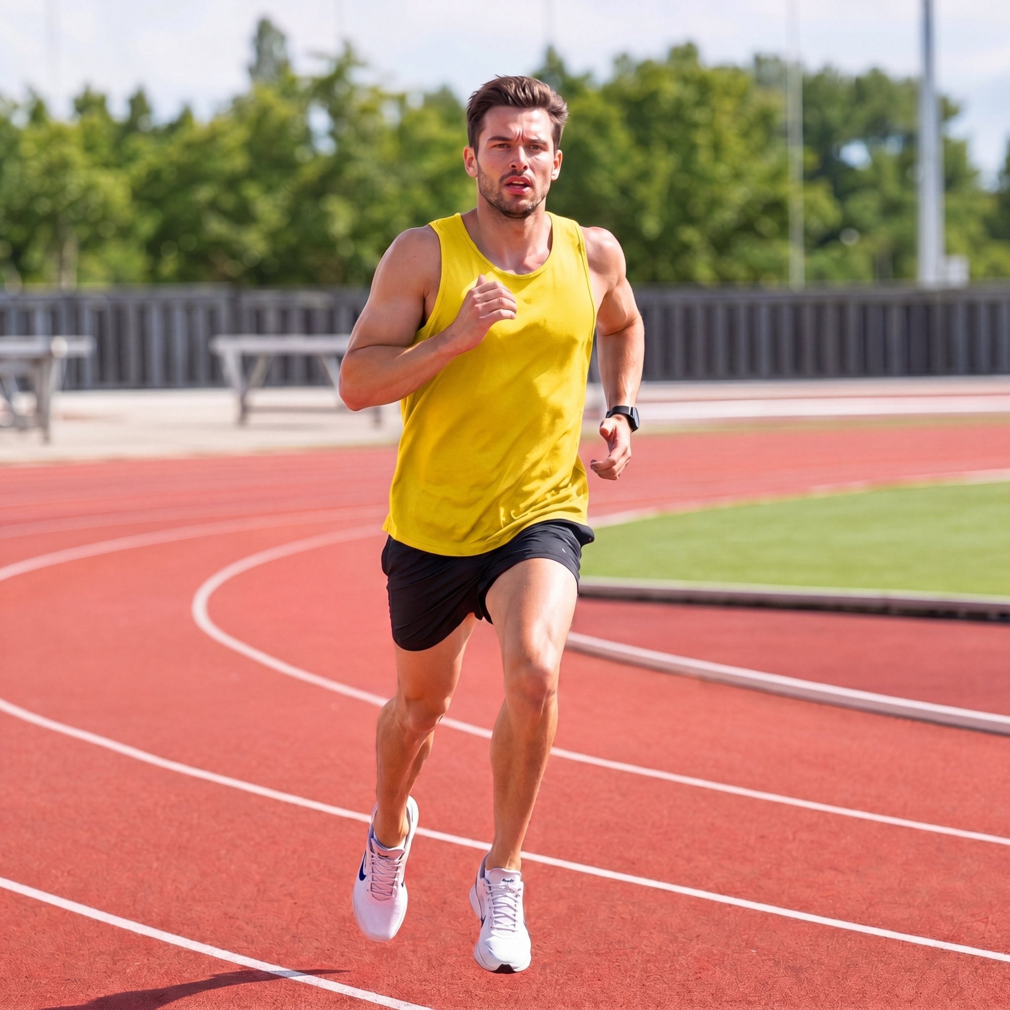 【New In】Men's UPF 50+ Muscle Tank for Summer Workouts Yellow by MAGCOMSEN