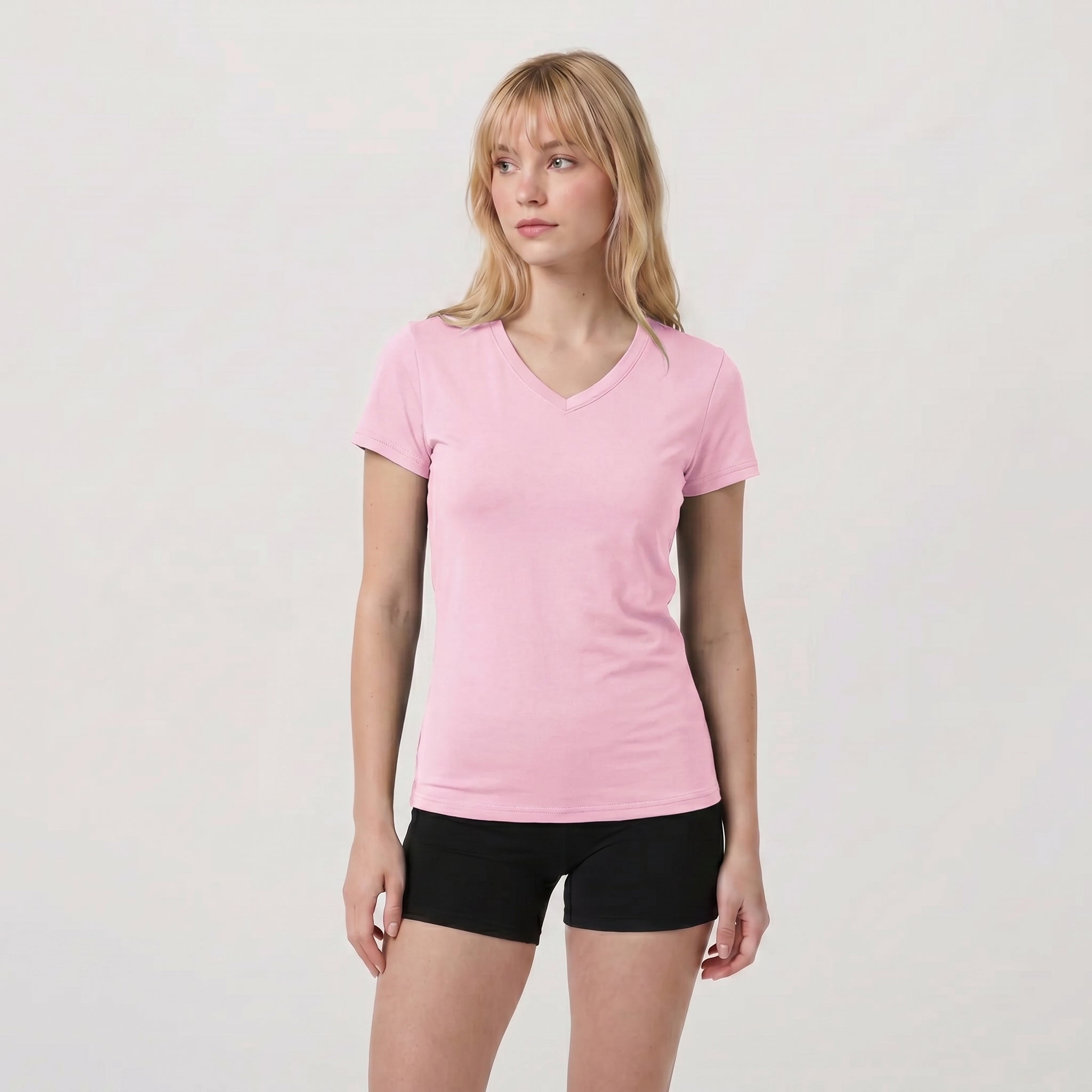 Women UPF 50 Plus V Neck Workout Top - Cooling Quick Dry Hiking Shirt Light Pink by MAGCOMSEN