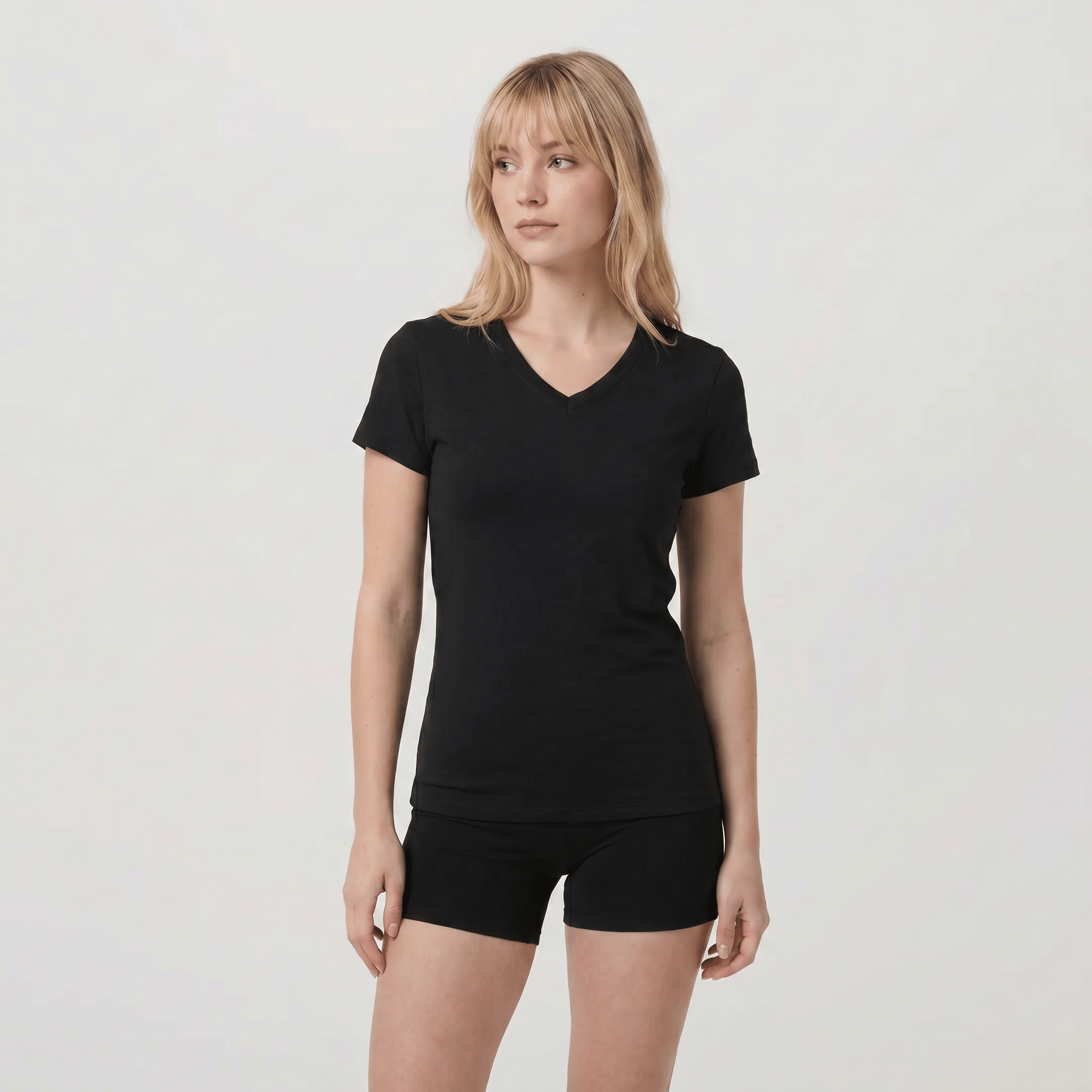 Women UPF 50 Plus V Neck Workout Top - Cooling Quick Dry Hiking Shirt Black by MAGCOMSEN