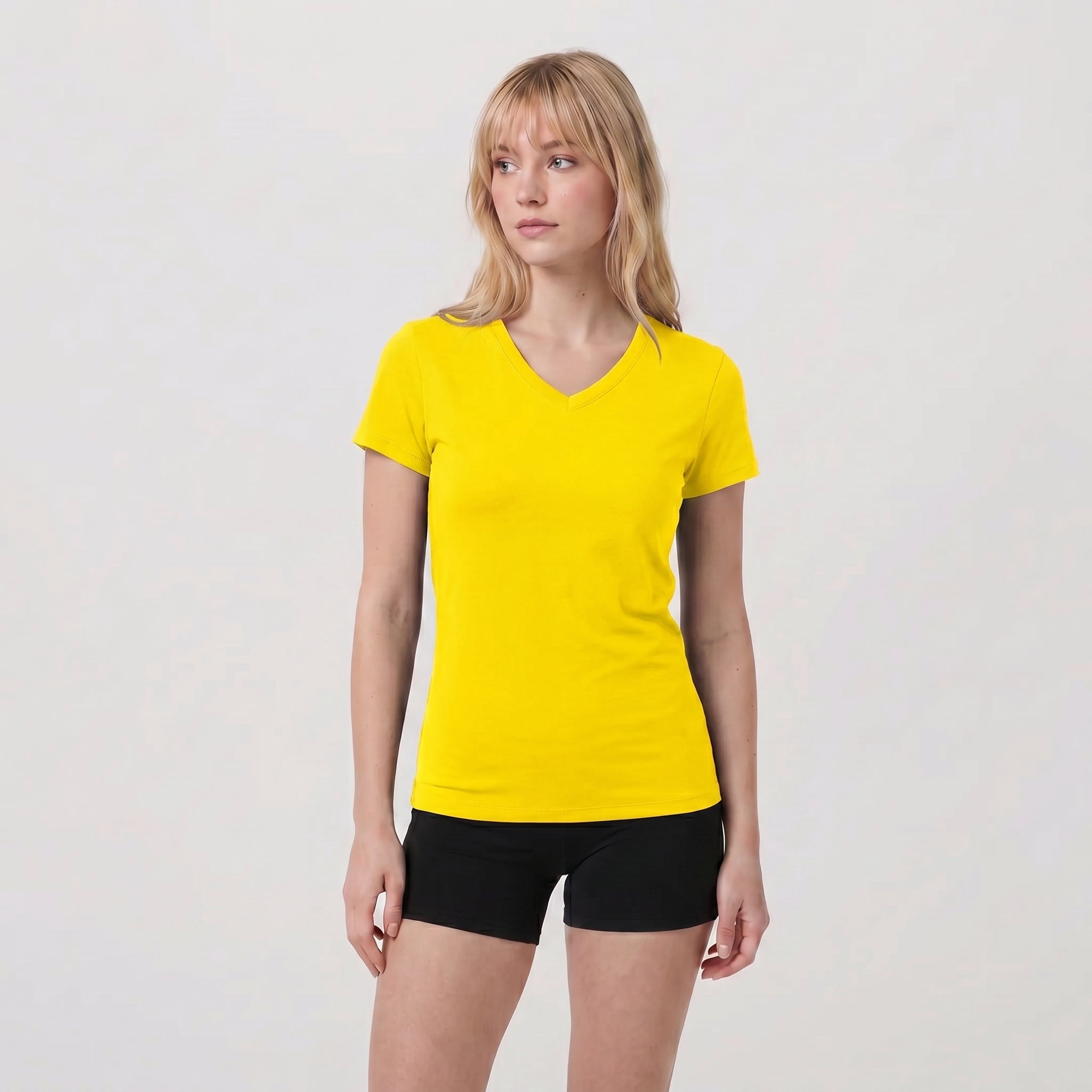 Women UPF 50 Plus V Neck Workout Top - Cooling Quick Dry Hiking Shirt Yellow by MAGCOMSEN