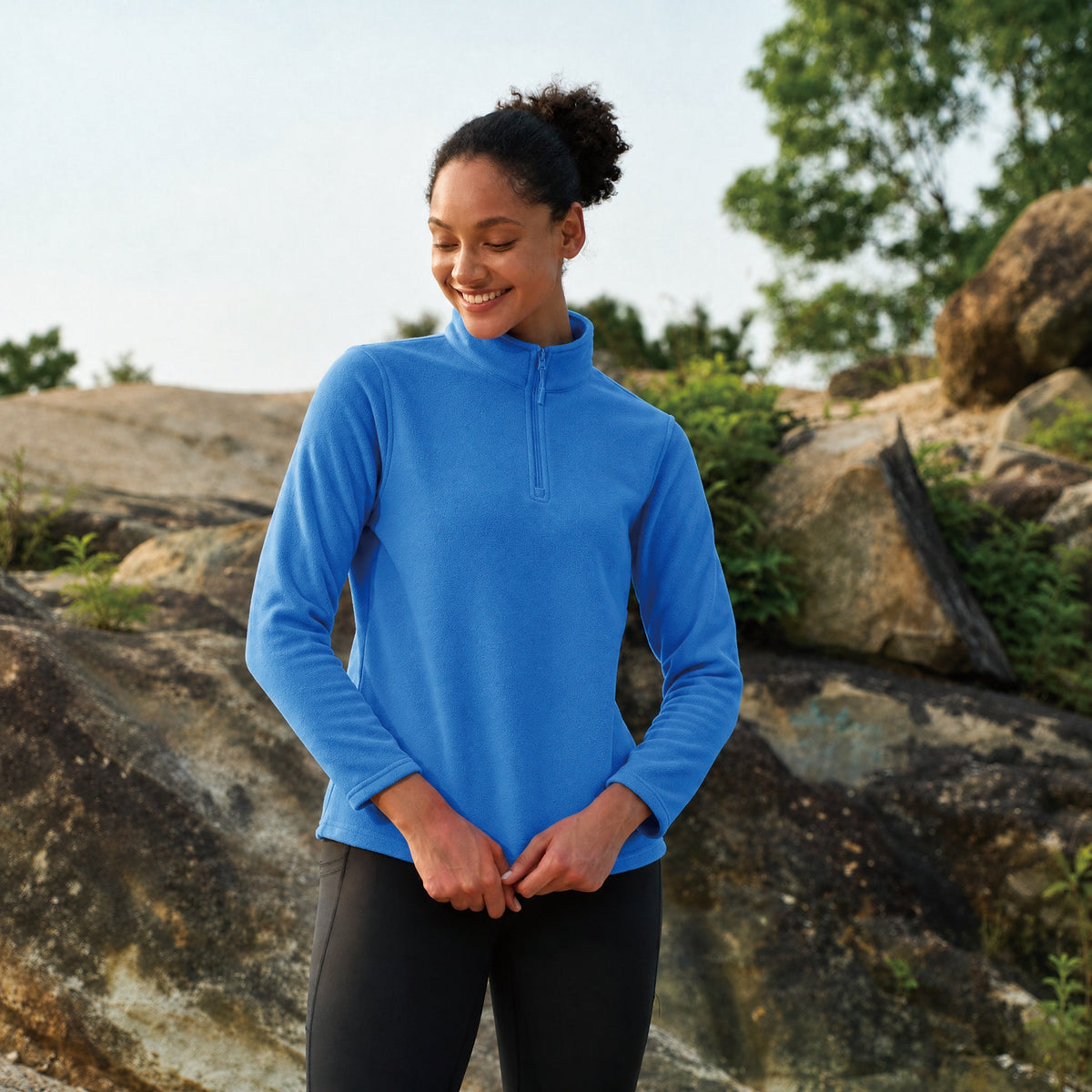Azure MAGCOMSEN Women's 1/4 Zip Fleece Pullover - Stretchy & Warm in #Color_Azure