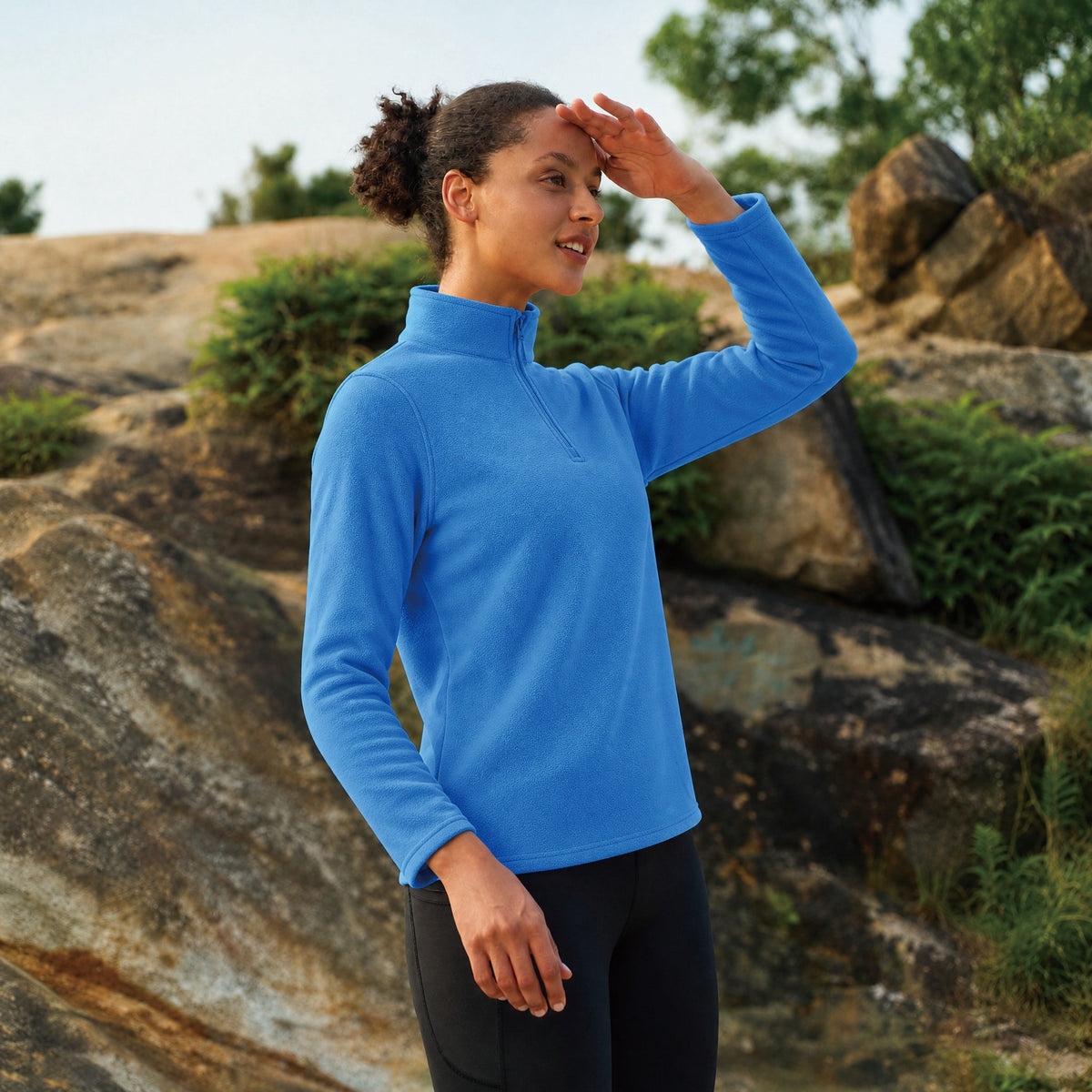 Azure MAGCOMSEN Women's 1/4 Zip Fleece Pullover - Stretchy & Warm in #Color_Azure