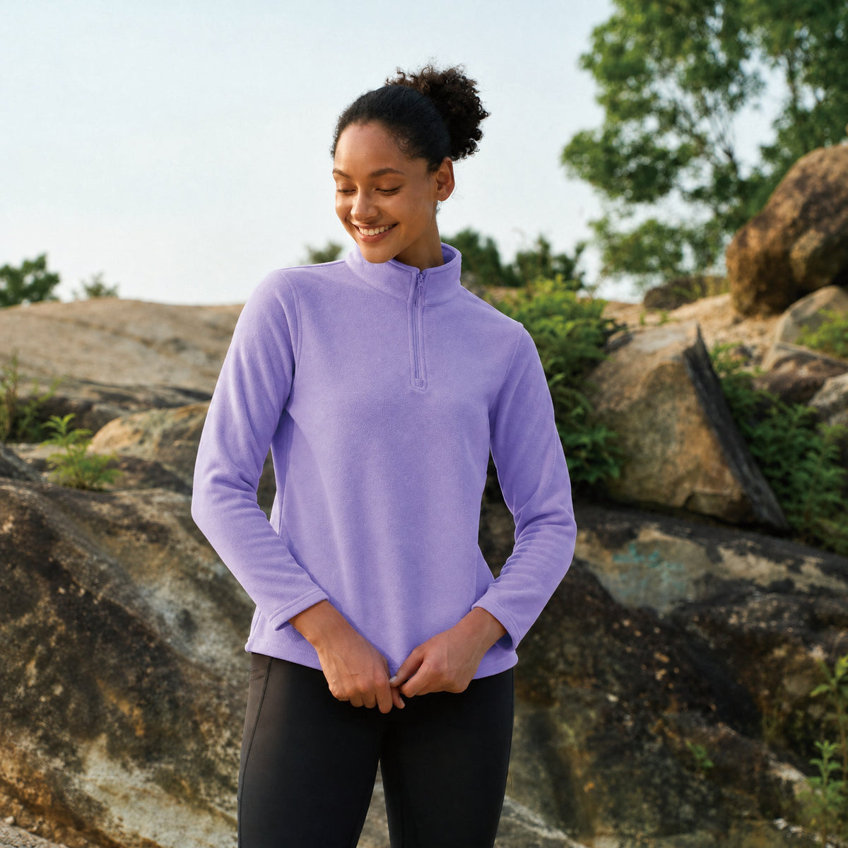 Violet MAGCOMSEN Women's 1/4 Zip Fleece Pullover - Stretchy & Warm in #Color_Violet