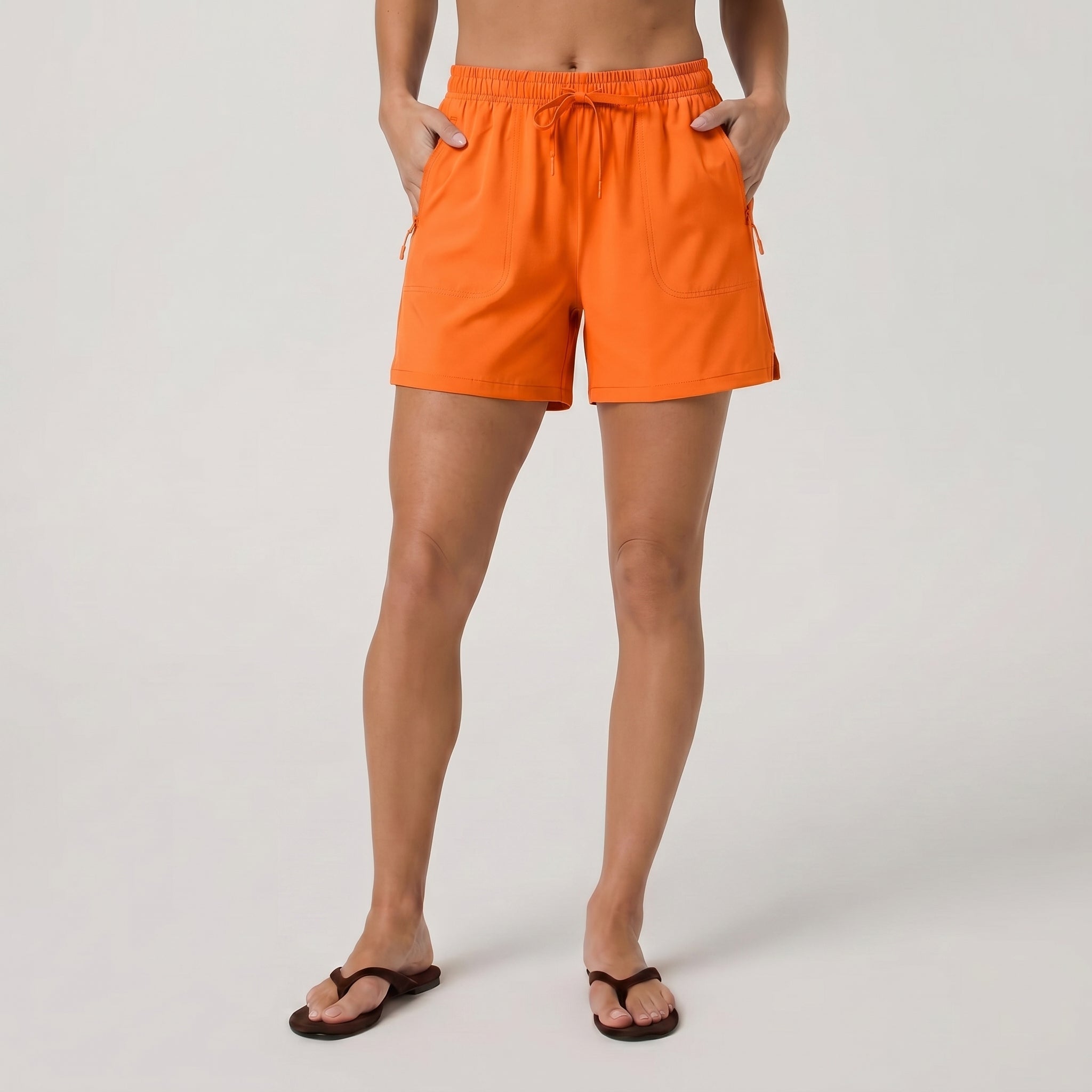 Women's 5 Inch Water Resistant Hiking Shorts UPF 50 Plus Quick Dry Golf Shorts with Zipper Pockets Orange by MAGCOMSEN