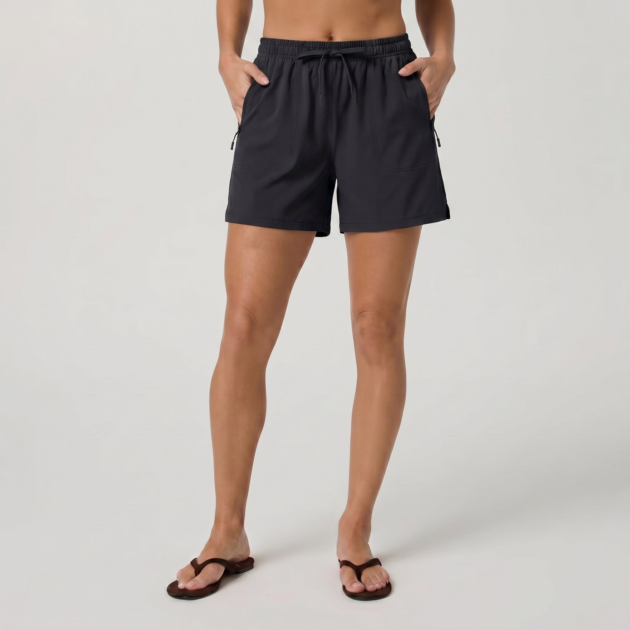Women's 5 Inch Water Resistant Hiking Shorts UPF 50 Plus Quick Dry Golf Shorts with Zipper Pockets Black by MAGCOMSEN