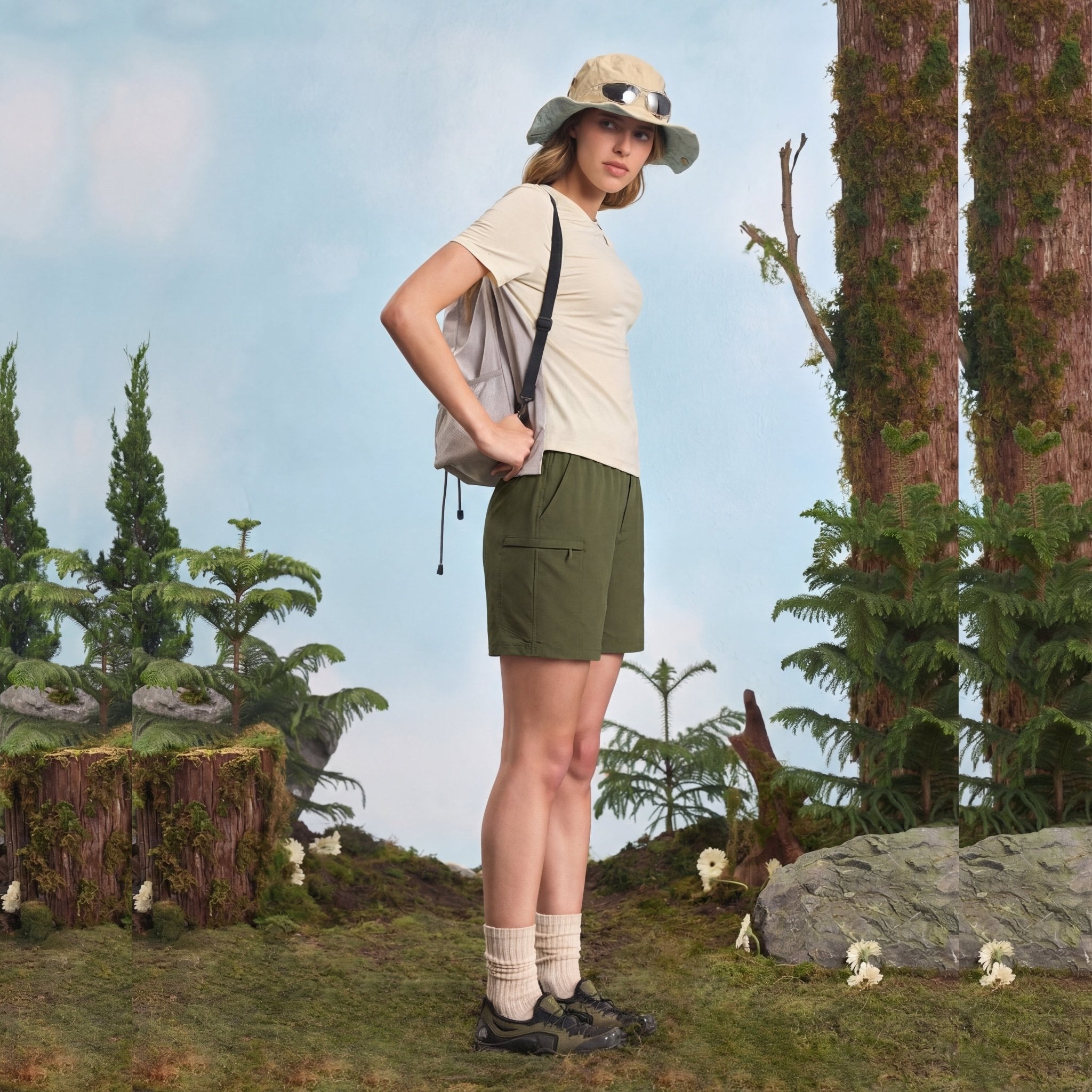 Women's 7 Inseam Quick Dry Hiking Cargo Shorts Army Green by MAGCOMSEN #Color_Army Green