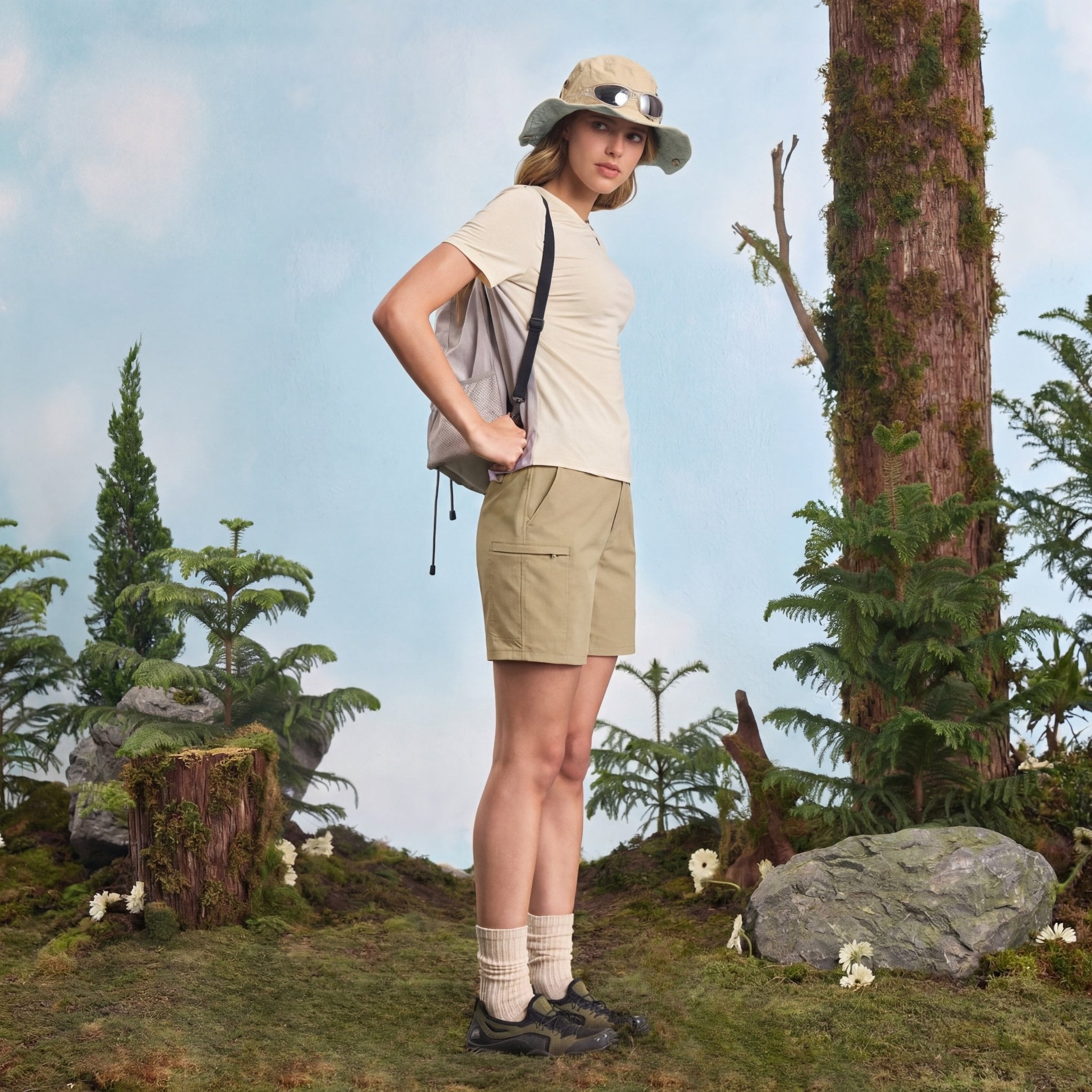 Women's 7 Inseam Quick Dry Hiking Cargo Shorts Light Khaki by MAGCOMSEN #Color_Light Khaki