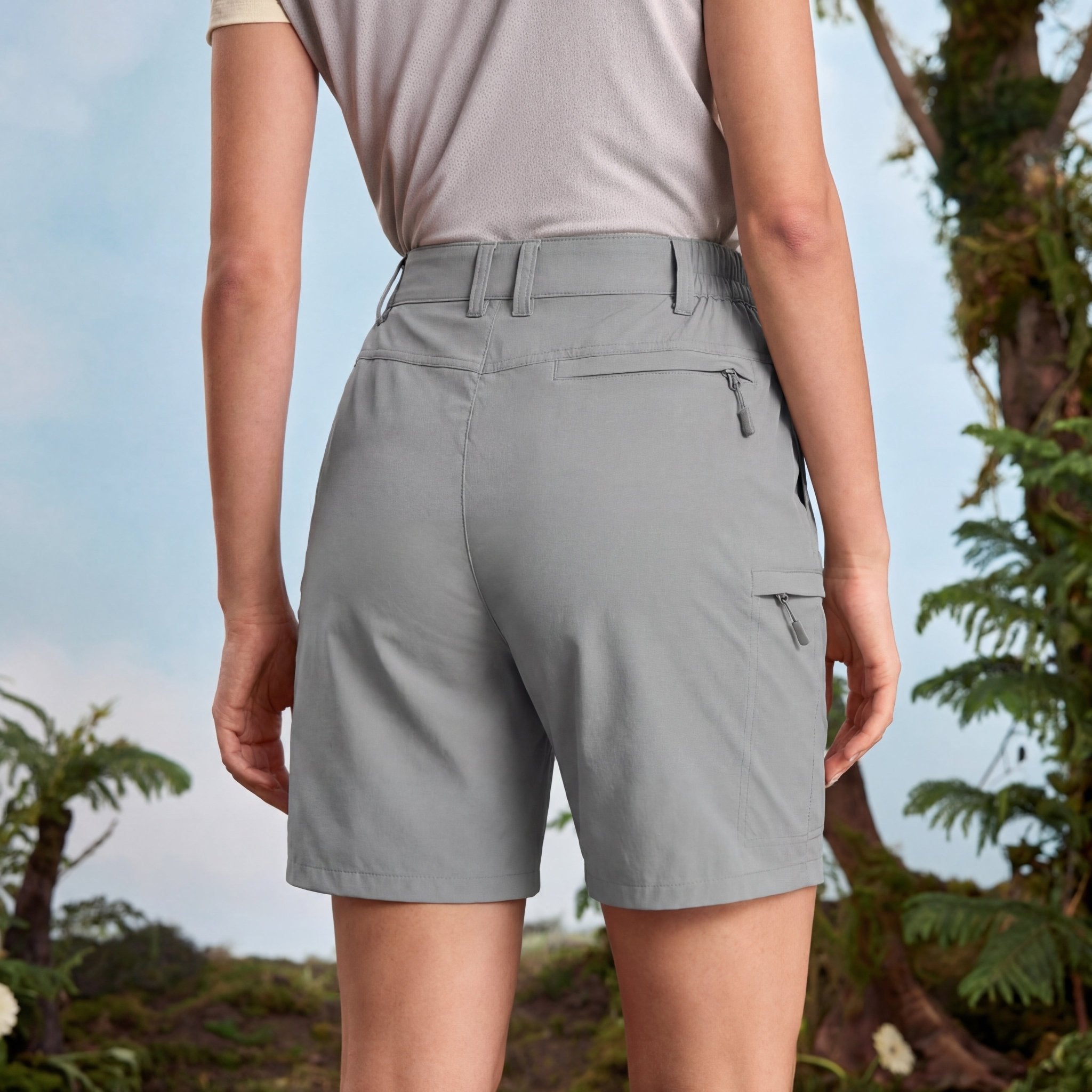 Women's 7 Inseam Quick Dry Hiking Cargo Shorts Light Grey by MAGCOMSEN #Color_Light Grey