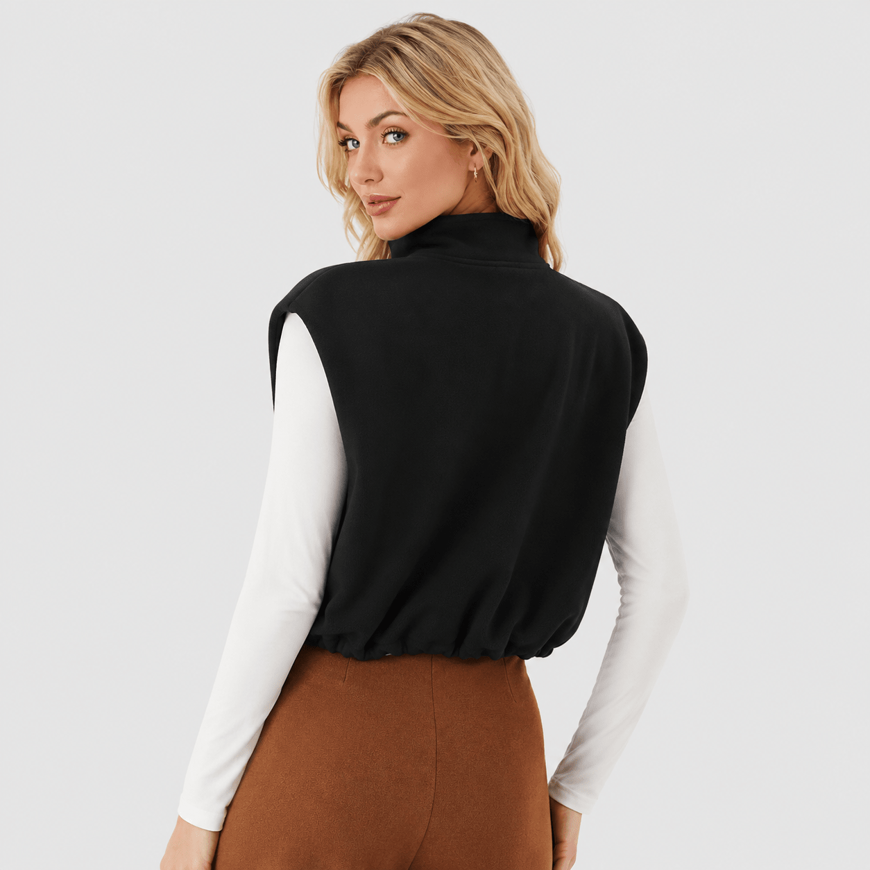 Women's Cozy Fleece Vest - Sleeveless Layering Jacket Black by MAGCOMSEN