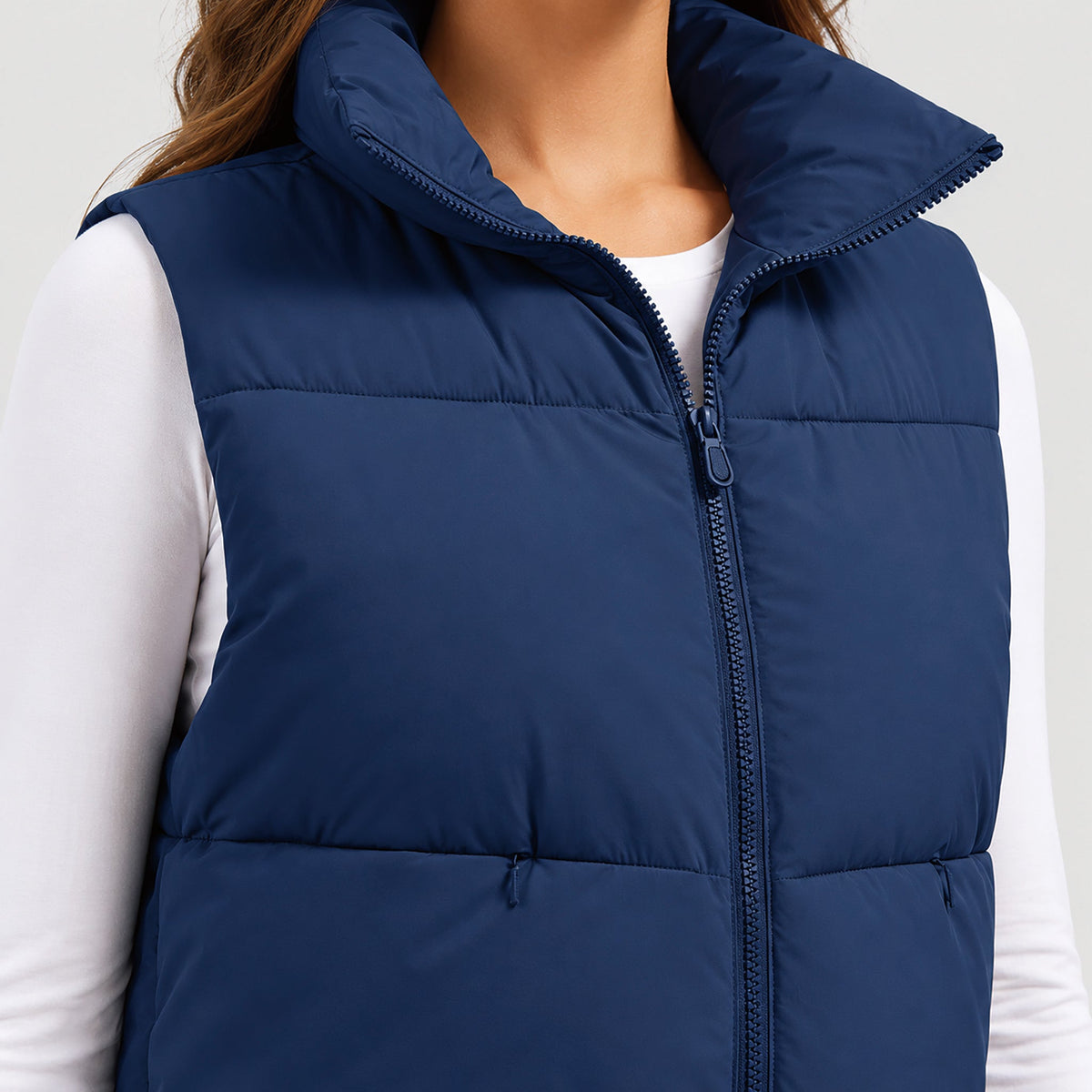 Dark Blue MAGCOMSEN Women's Cropped Puffer Vest Lightweight Winter Outerwear in #Color_Dark Blue
