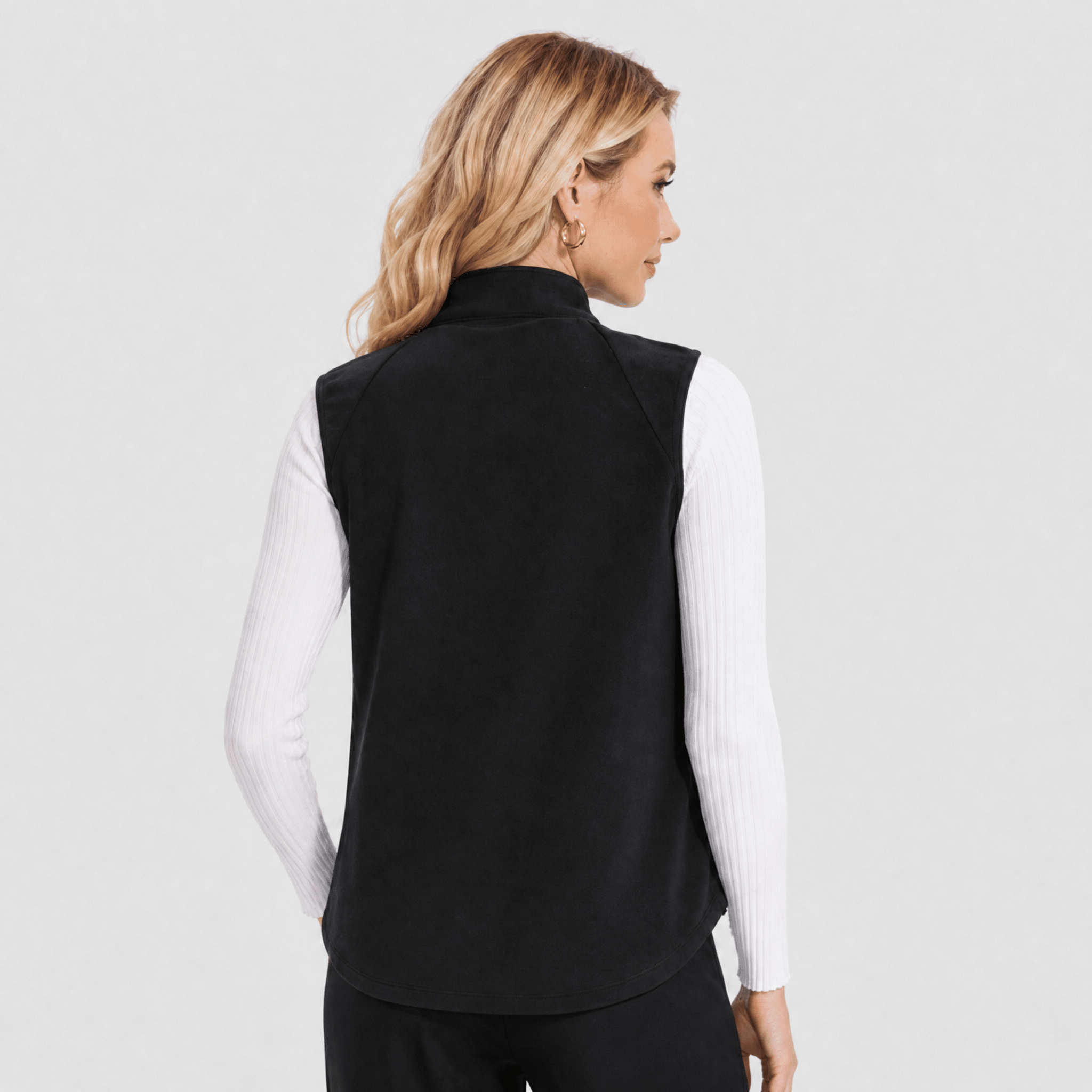 Black MAGCOMSEN Women's Fleece Vest Sleeveless Lightweight Warmth Jackets in #Color_Black