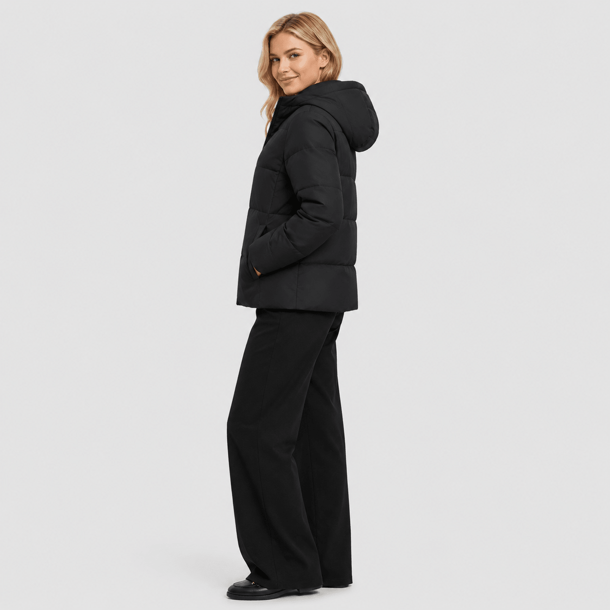 Black MAGCOMSEN Women’s Hooded Down Jacket Lightweight Thermal Quilted Winter Coat in #Color_Black
