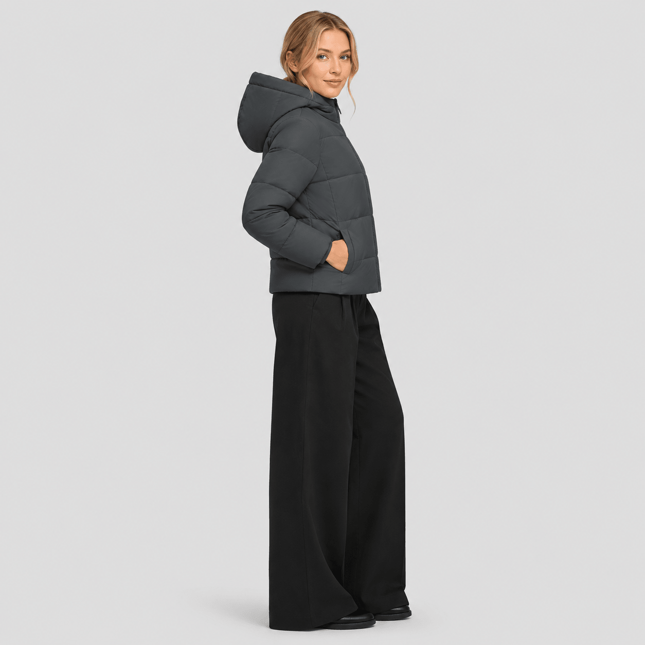Dark Grey MAGCOMSEN Women’s Hooded Down Jacket Lightweight Thermal Quilted Winter Coat in #Color_Dark Grey