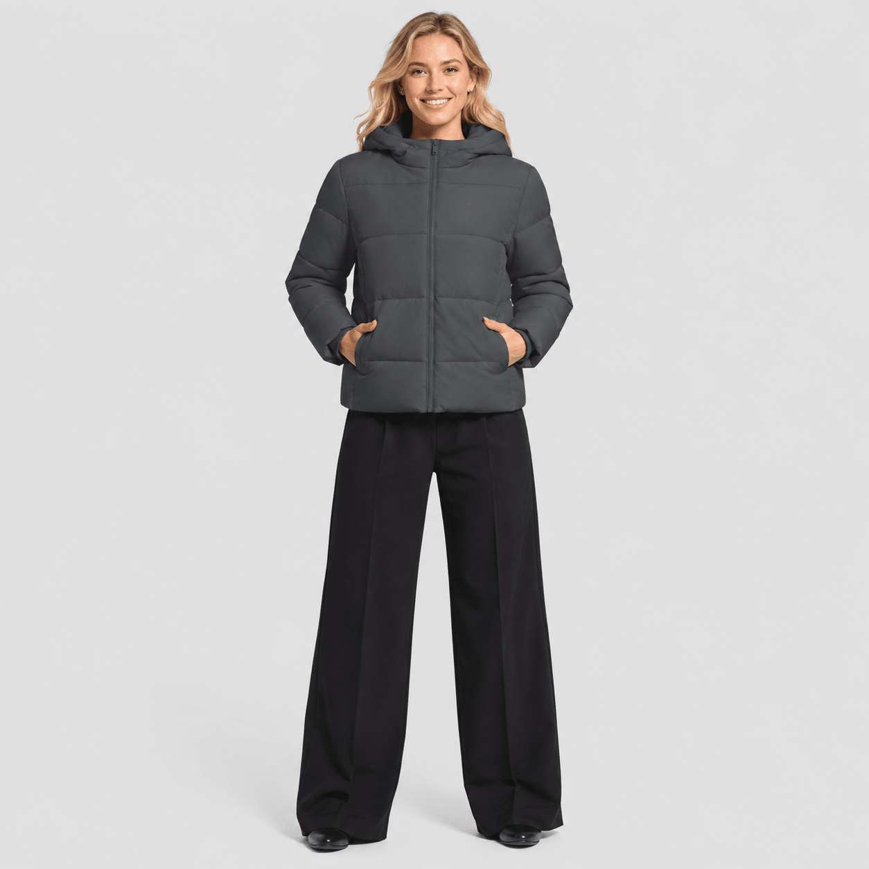 Dark Grey MAGCOMSEN Women’s Hooded Down Jacket Lightweight Thermal Quilted Winter Coat in #Color_Dark Grey