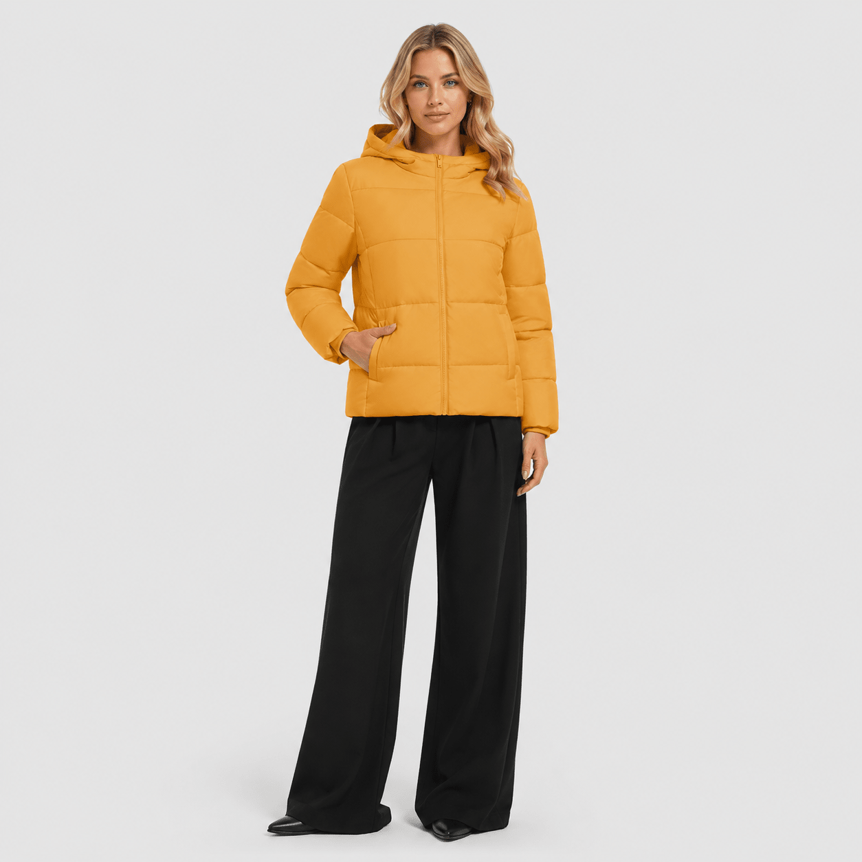 Yellow MAGCOMSEN Women’s Hooded Down Jacket Lightweight Thermal Quilted Winter Coat in #Color_Yellow