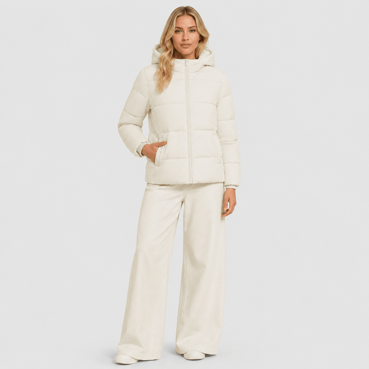 Beige MAGCOMSEN Women’s Hooded Down Jacket Lightweight Thermal Quilted Winter Coat in #Color_Beige