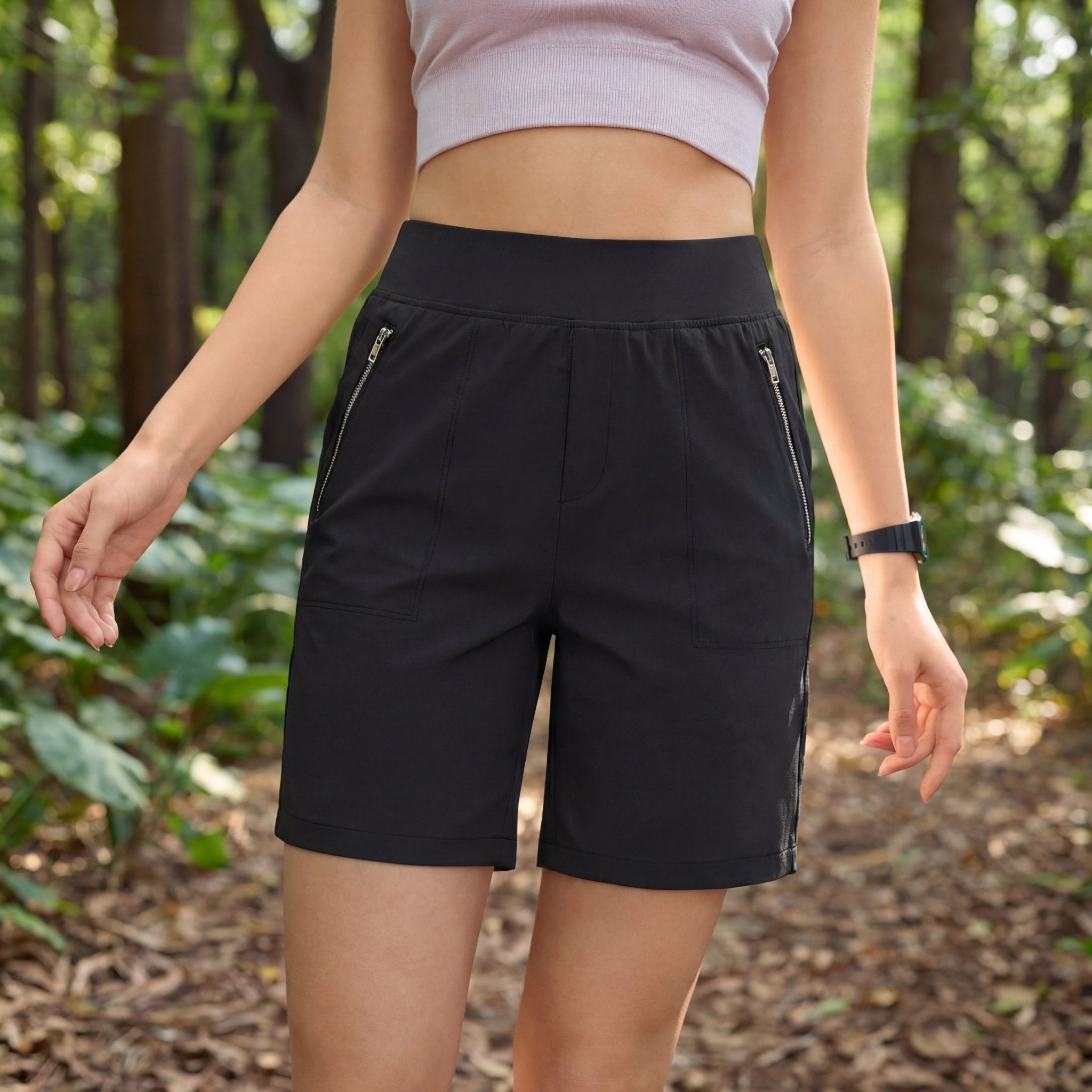 Women's Lightweight Athletic Hiking Shorts Black by MAGCOMSEN #Color_Black