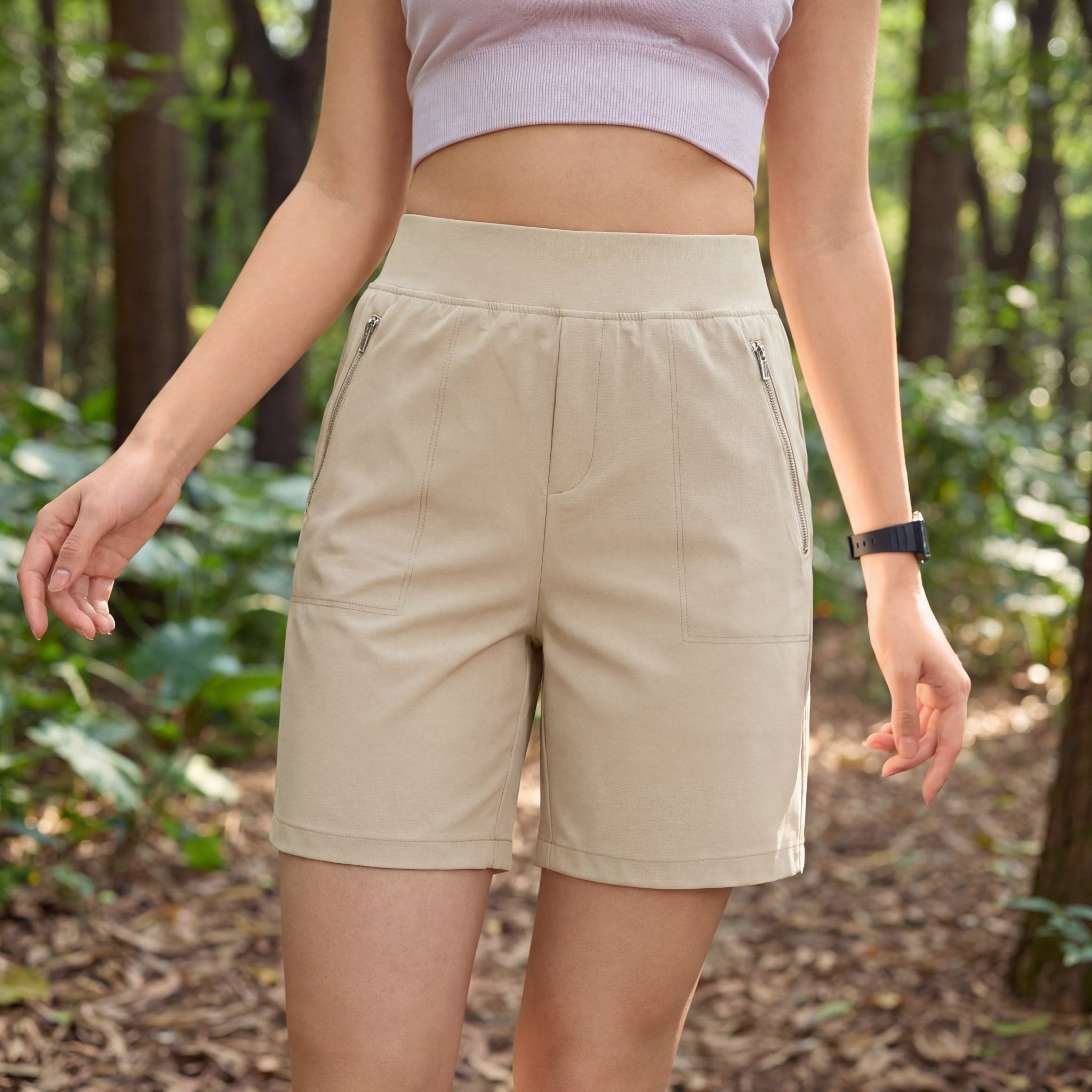 Women's Lightweight Athletic Hiking Shorts Light Khaki by MAGCOMSEN #Color_Light Khaki