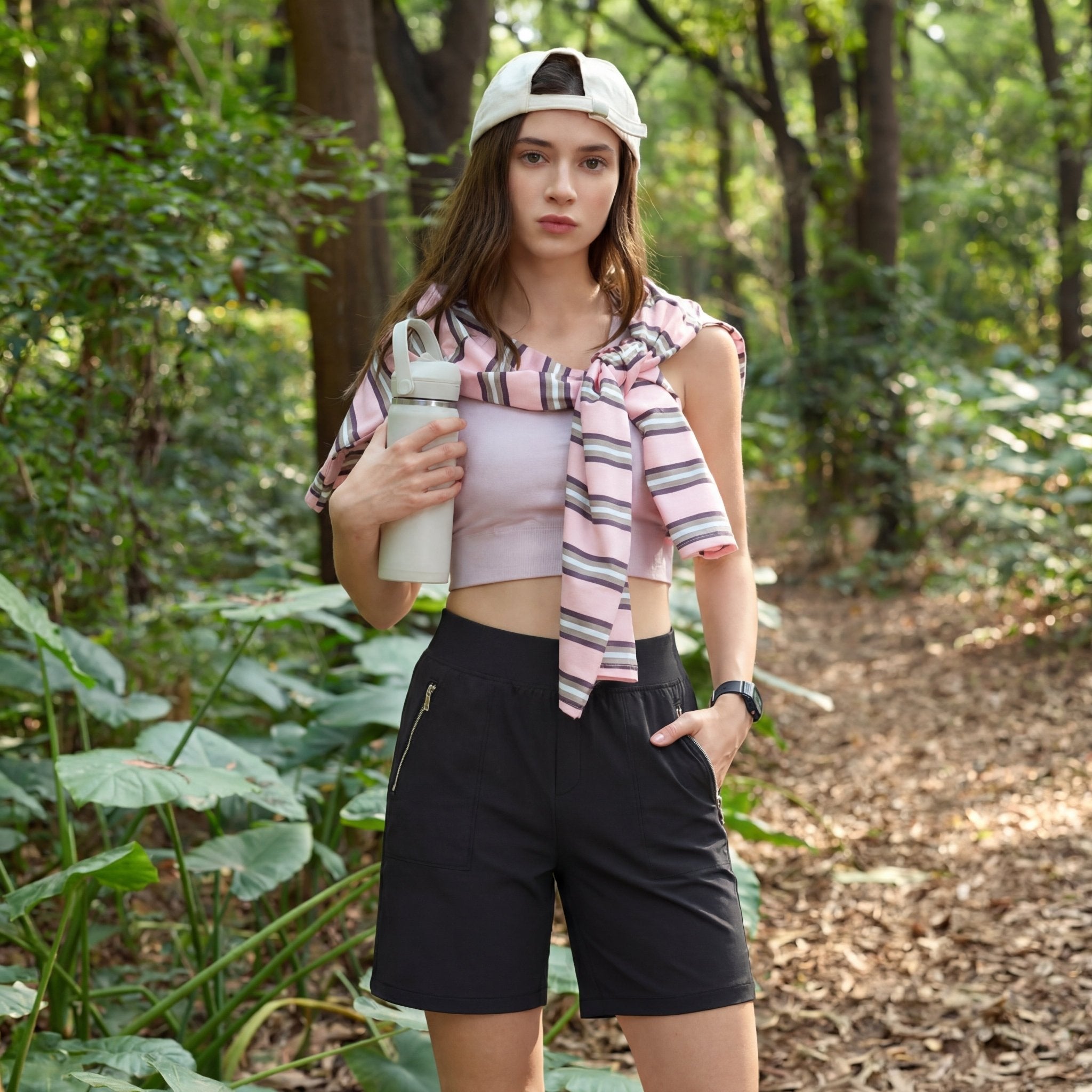 Women's Lightweight Athletic Hiking Shorts Black by MAGCOMSEN #Color_Black