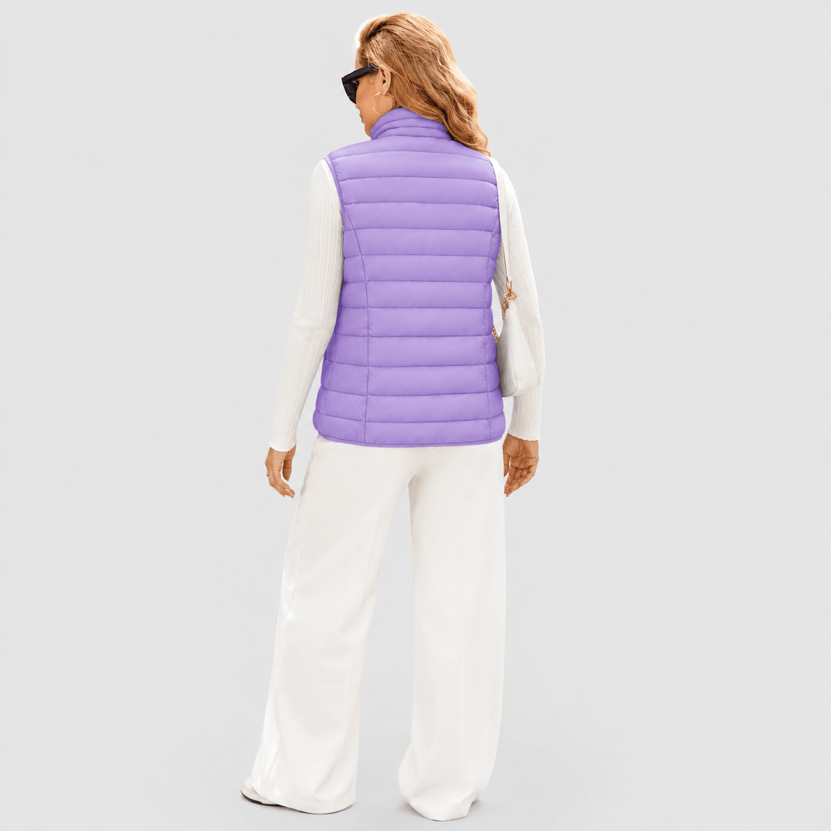 Light Purple MAGCOMSEN Women's Lightweight Puffer Vest with 4 Pockets & Stand Collar in #Color_Light Purple
