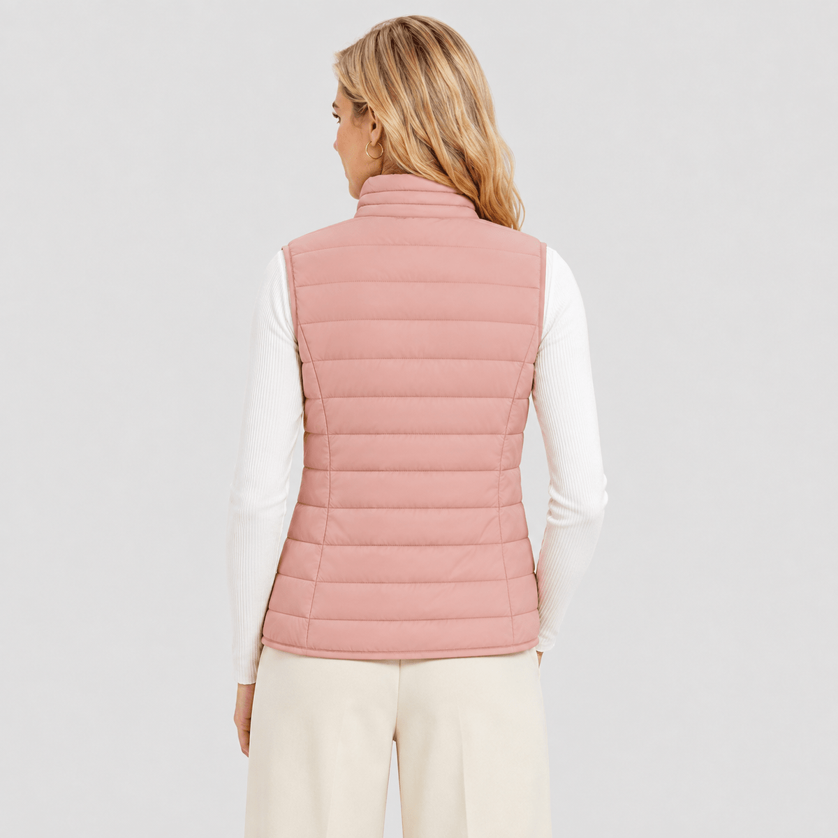 Apricot MAGCOMSEN Women's Lightweight Puffer Vest with 4 Pockets & Stand Collar in #Color_Apricot