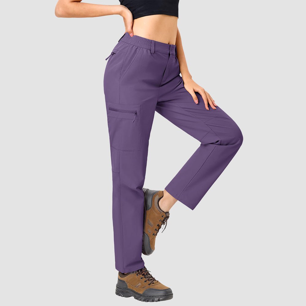 Women's Lightweight Quick-Dry Hiking Pants - Elastic Waist Travel Pants Dark Purple by MAGCOMSEN