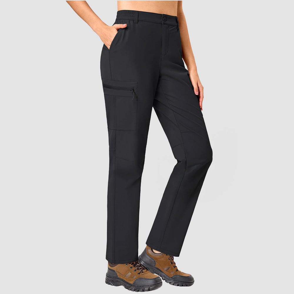 Women's Lightweight Quick-Dry Hiking Pants - Elastic Waist Travel Pants Black by MAGCOMSEN