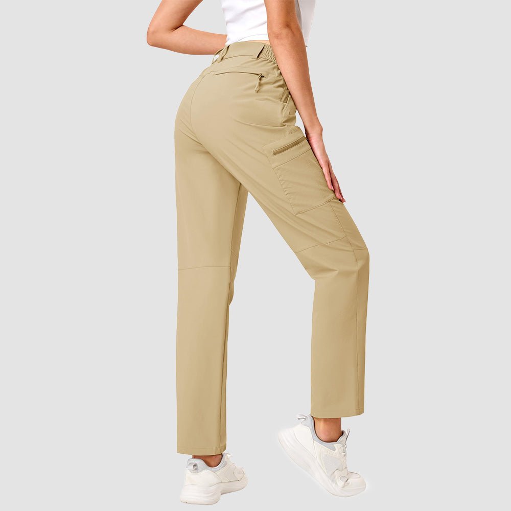 Women's Lightweight Quick-Dry Hiking Pants - Elastic Waist Travel Pants Light Khaki by MAGCOMSEN