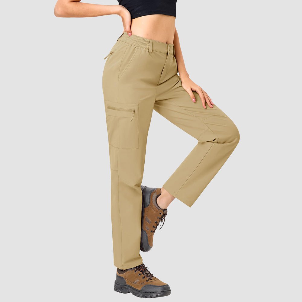 Women's Lightweight Quick-Dry Hiking Pants - Elastic Waist Travel Pants Khaki by MAGCOMSEN