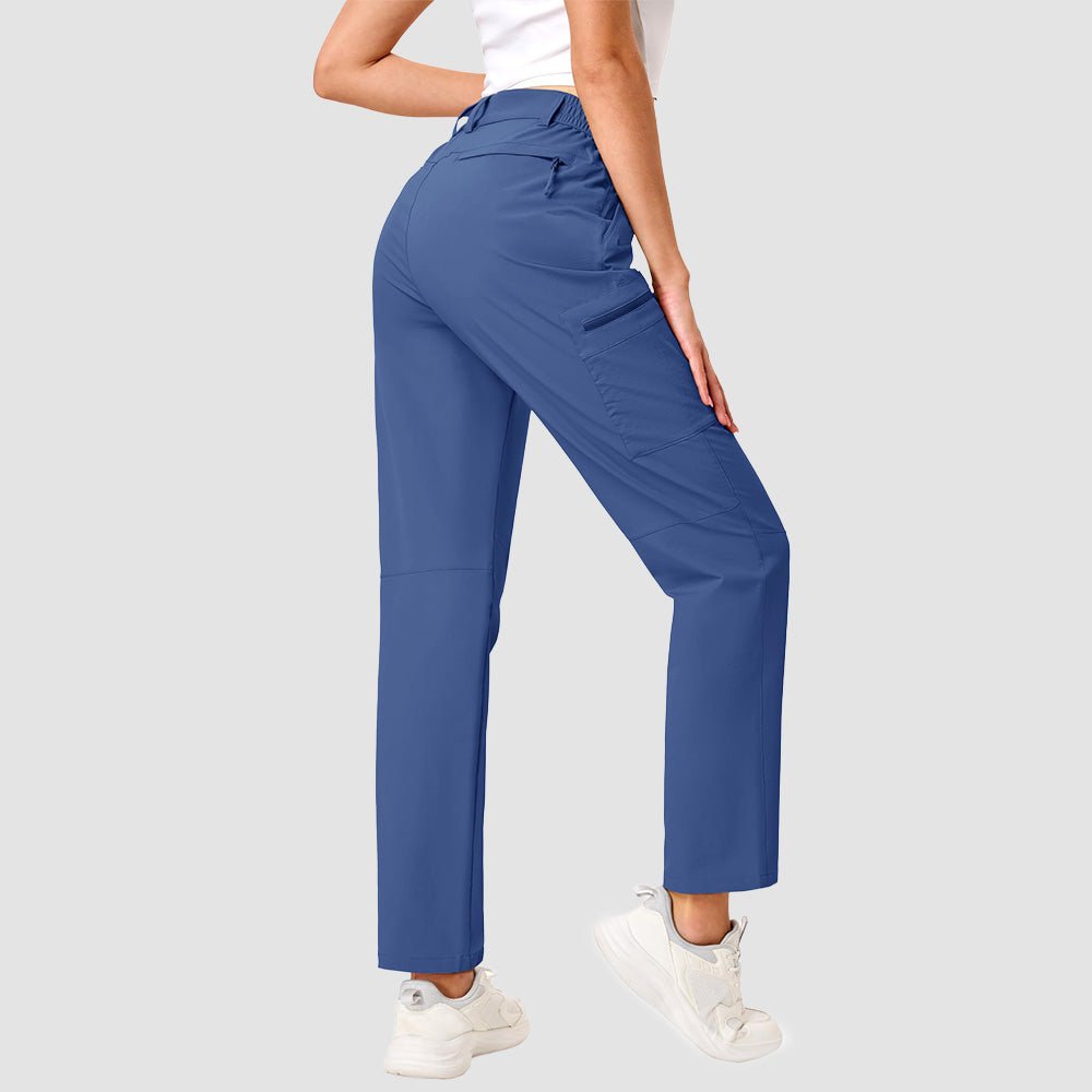 Women's Lightweight Quick-Dry Hiking Pants - Elastic Waist Travel Pants Blue Grey by MAGCOMSEN