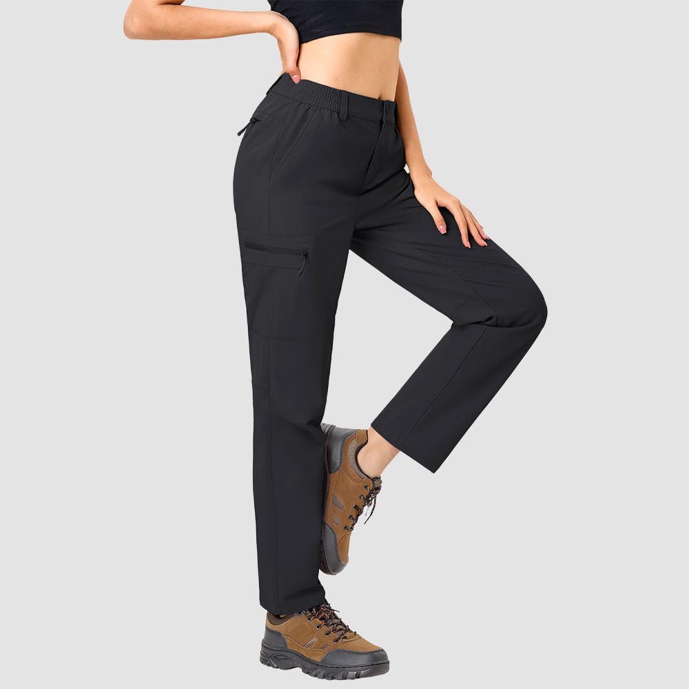 Women's Lightweight Quick-Dry Hiking Pants - Elastic Waist Travel Pants Black by MAGCOMSEN