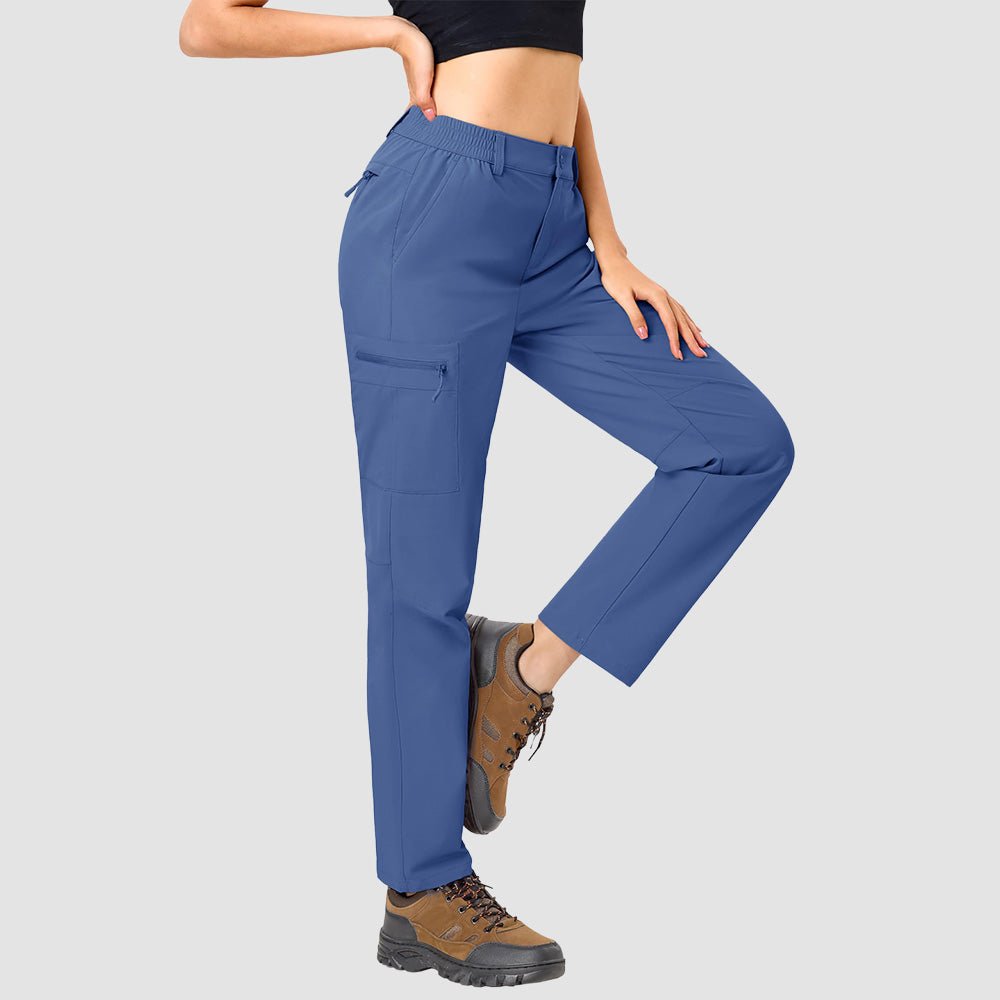 Women's Lightweight Quick-Dry Hiking Pants - Elastic Waist Travel Pants Blue Grey by MAGCOMSEN
