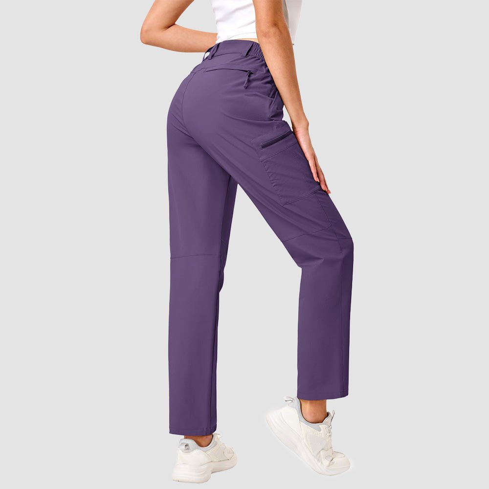Women's Lightweight Quick-Dry Hiking Pants - Elastic Waist Travel Pants Dark Purple by MAGCOMSEN