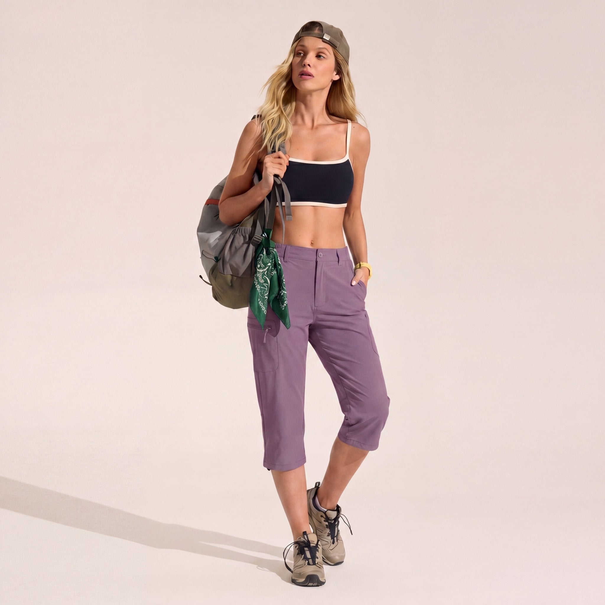 Women's Lightweight Water - Resistant Hiking Capris with 5 Pockets Lotus Pink by MAGCOMSEN