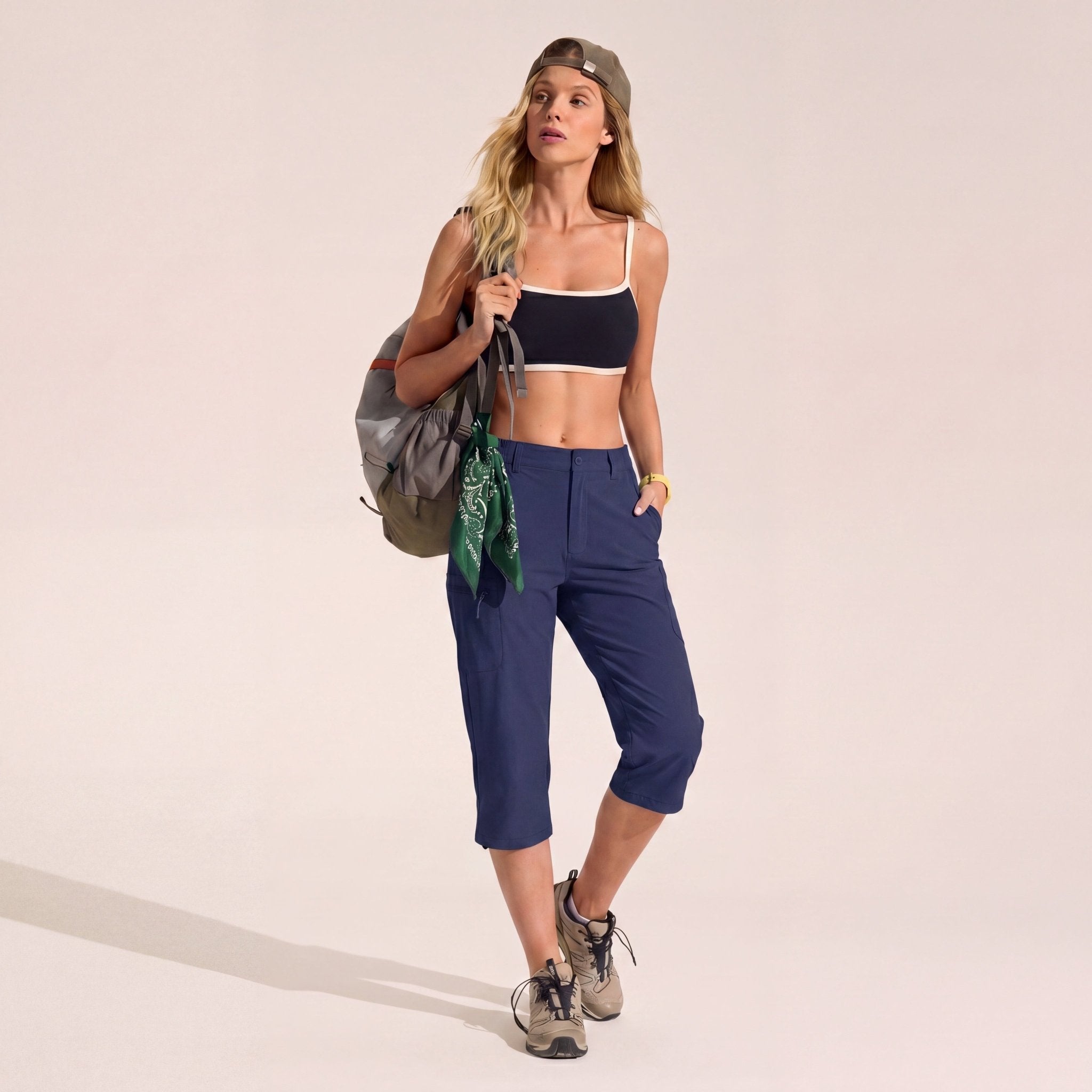 Women's Lightweight Water - Resistant Hiking Capris with 5 Pockets Navy by MAGCOMSEN