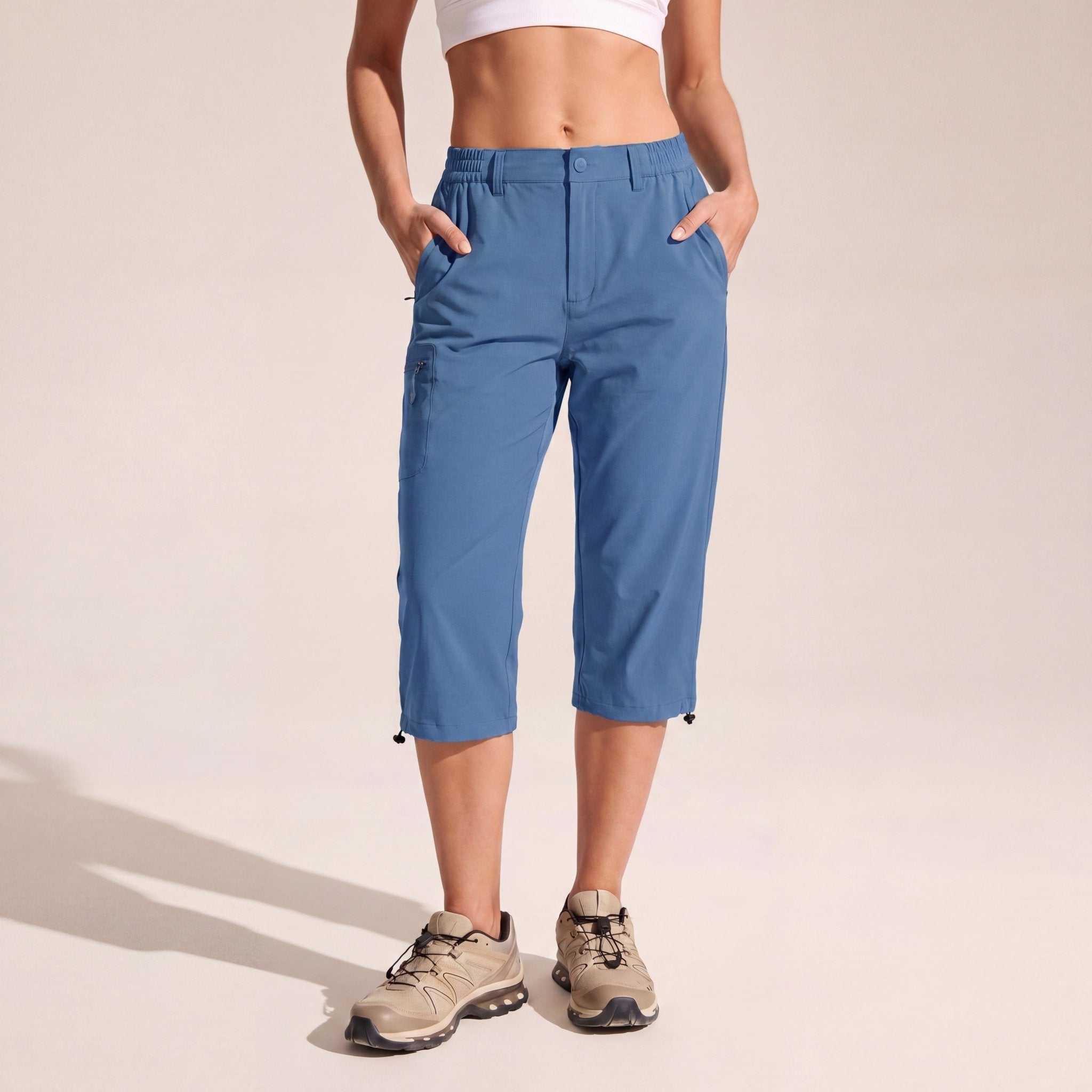 Women's Lightweight Water - Resistant Hiking Capris with 5 Pockets Blue Grey by MAGCOMSEN