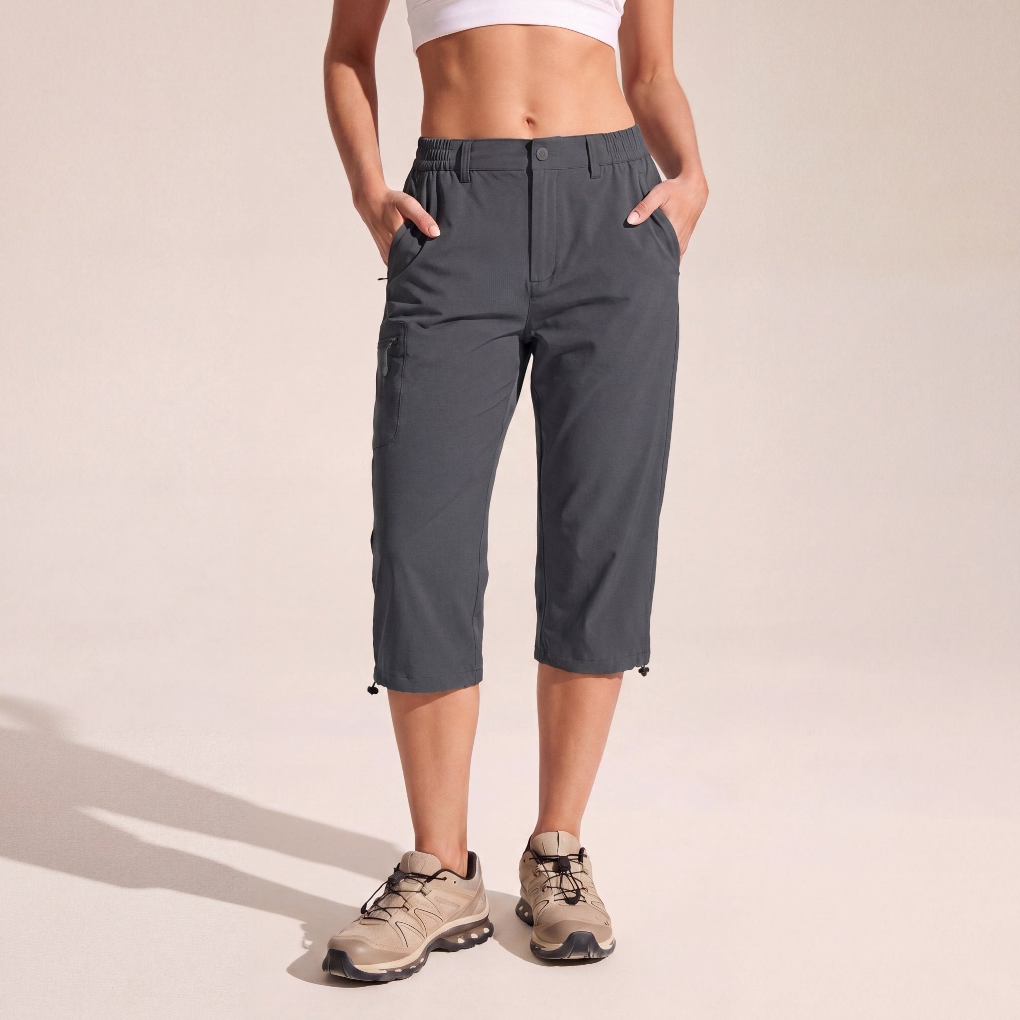 Women's Lightweight Water - Resistant Hiking Capris with 5 Pockets Dark Grey by MAGCOMSEN